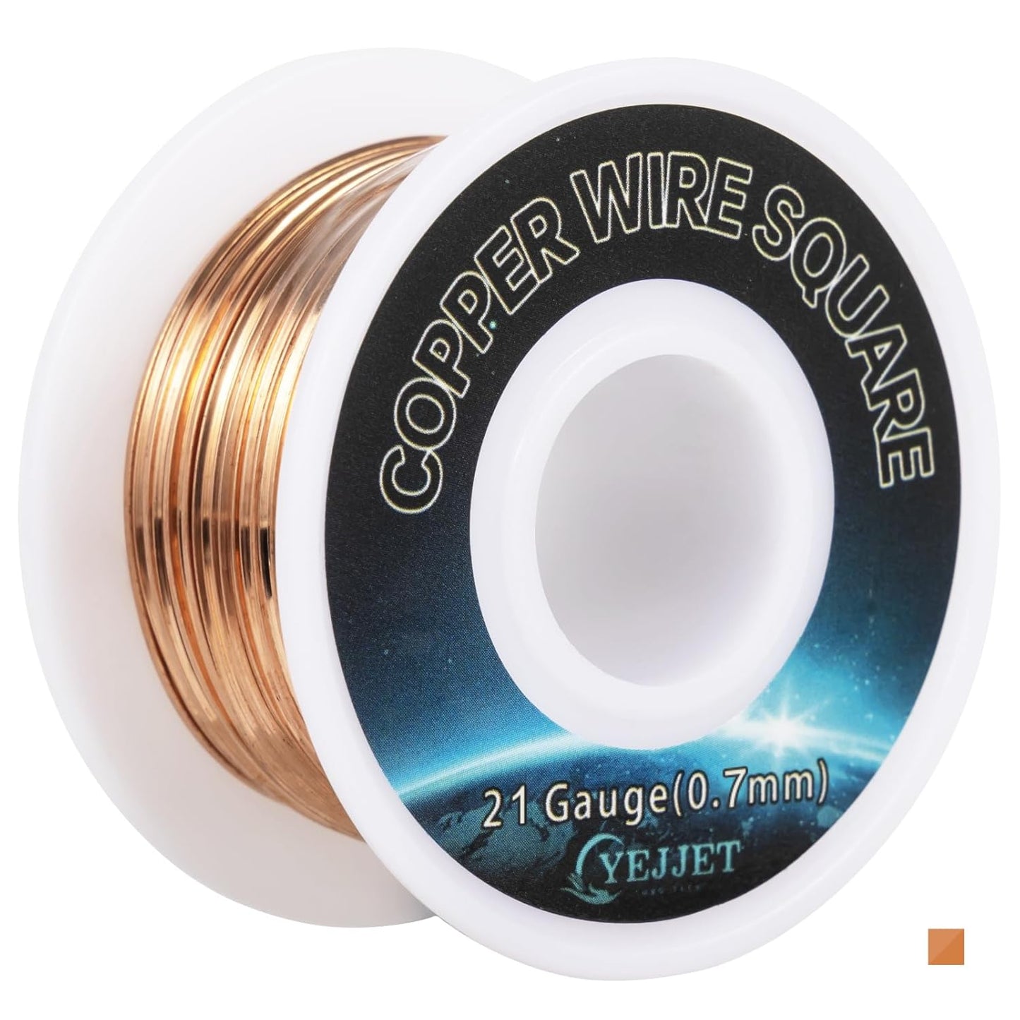 21 AWG Square Copper Wire - 0.72x0.72mm Ultra-Fine Jewelry Wire, 50ft - Bulk Spool for Wire Weaving, Crafters, and Small Electronics