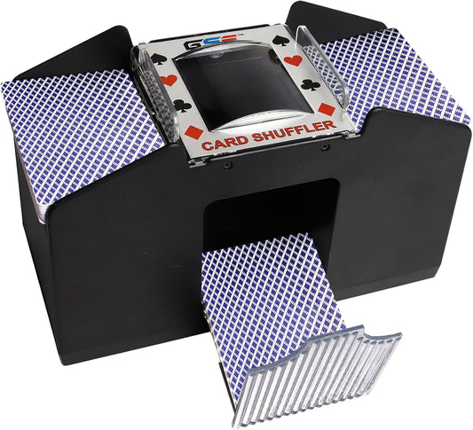 GSE Games & Sports Expert 4-Deck Automatic Card Shuffler, Battery-Operated Shuffler Machines for Playing Cards, Blackjack, Texas Hold'em, Canasta, Bridge, UNO Card Games