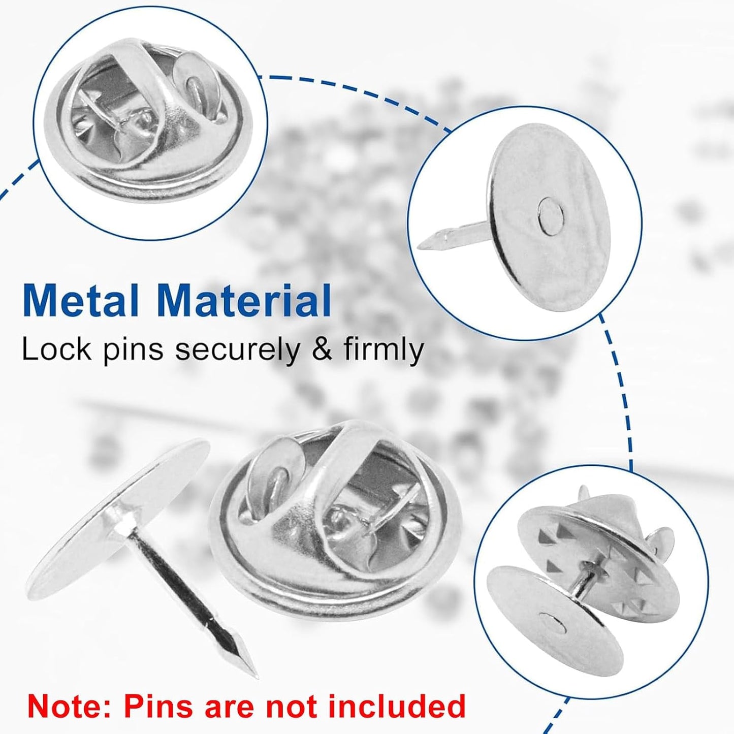 100pcs Pin Backs, Blank Pins Scatter Butterfly Clutch Pin Holder Enamel Pin Locking Backs Tie Tacks Jewelry Pin Backings Clasp for Brooch Lapel Hat Uniform Badges Tie Tack (Silver)