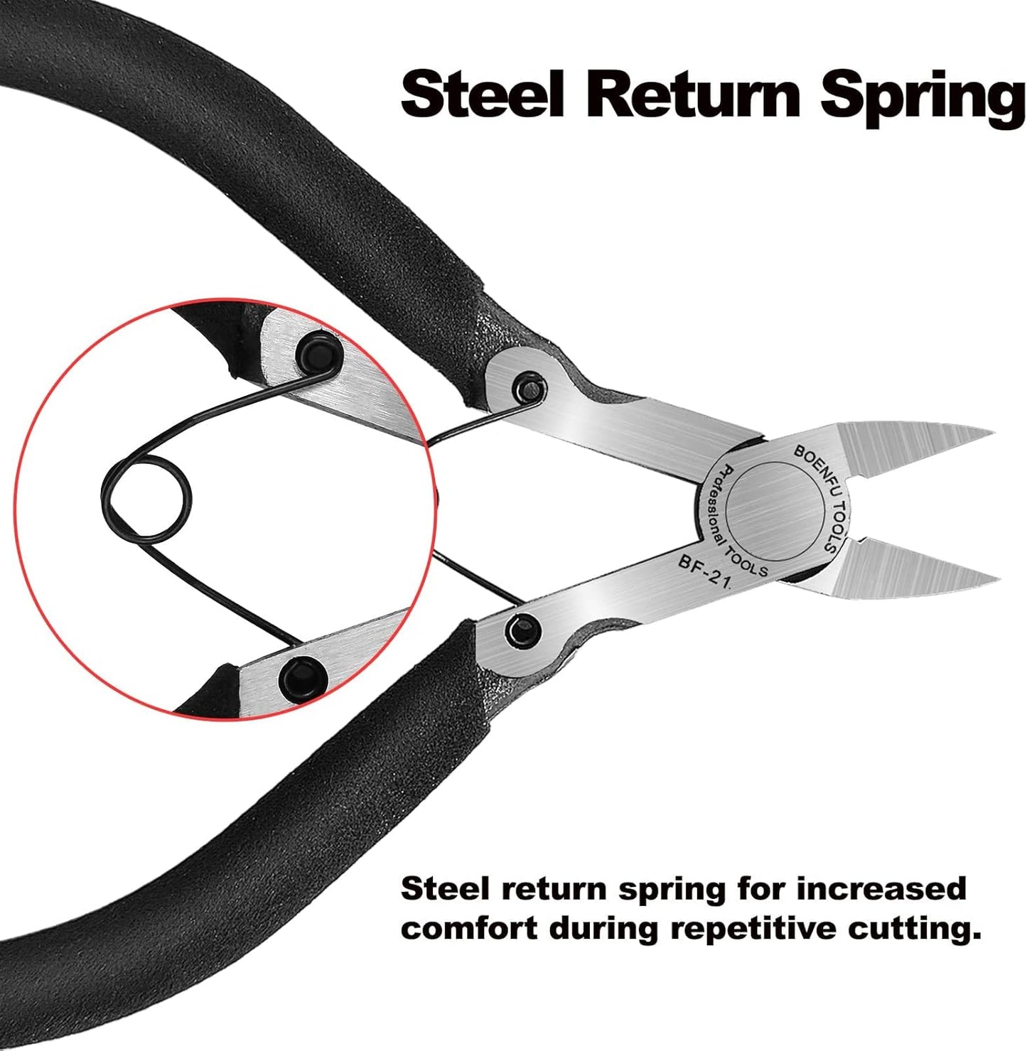 BOENFU 5 inch Precision Flush Cutters Multi-functional Wire Snips, Ideal for Model, Electronics, Sprue Cutting, and All Precision Cutting Tasks