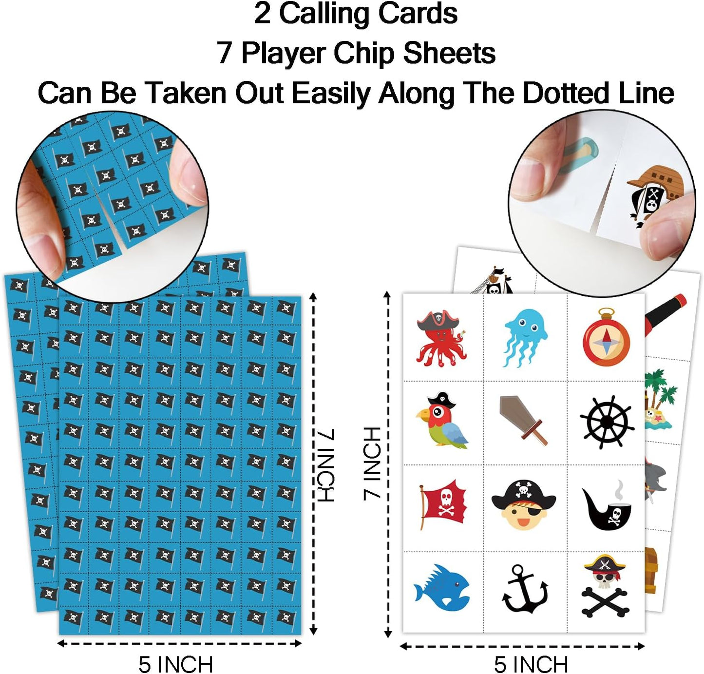 Pirate Ship Adventures Bingo Game Cards(24 Players), Pirate Party Bingo Card for Family Friend Adult, Large Group Skull Party Activity Favor Decoration Supplies -007