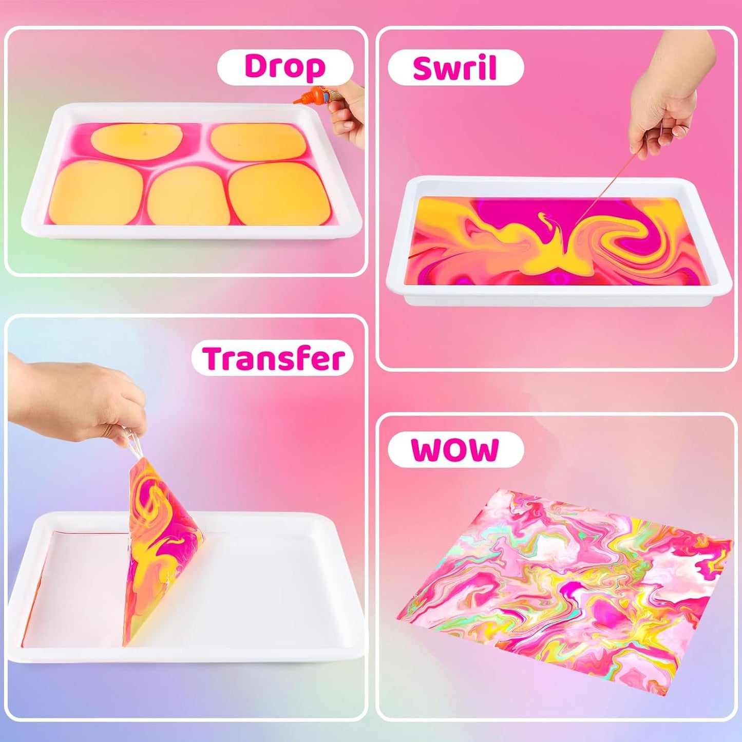 Water Marbling Paint for Kids, Art Supplies for Kids,Arts and Crafts for Girls Boys Ages 8-12 6-8 3-5, Birthday Gifts Toys for Girls 3+ Years Old