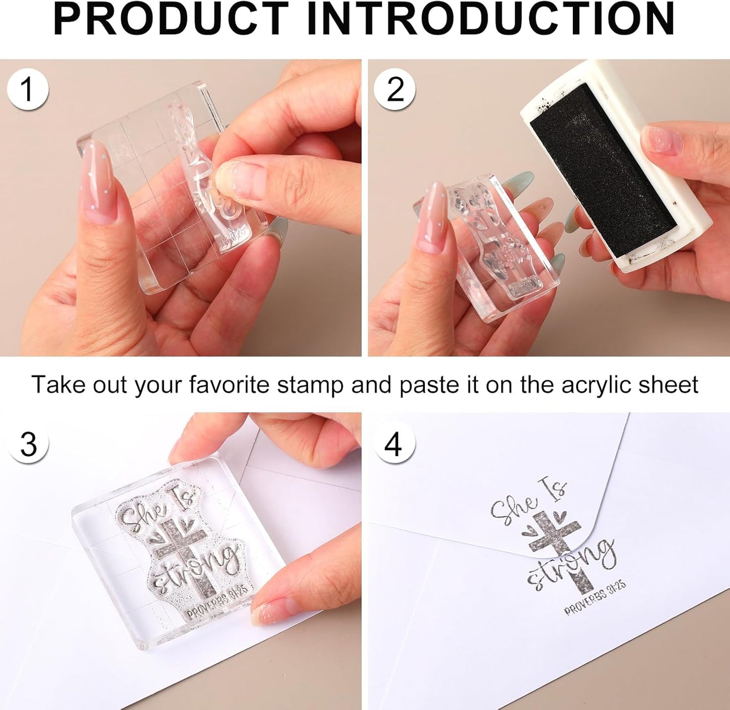 Whaline 5 Sheets Bible Verse Clear Stamps Christian Jesus Silicone Transparent Stamps Greeting Words Border Stamp Cards for DIY Card Making Scrapbooking Embossing Album Decor