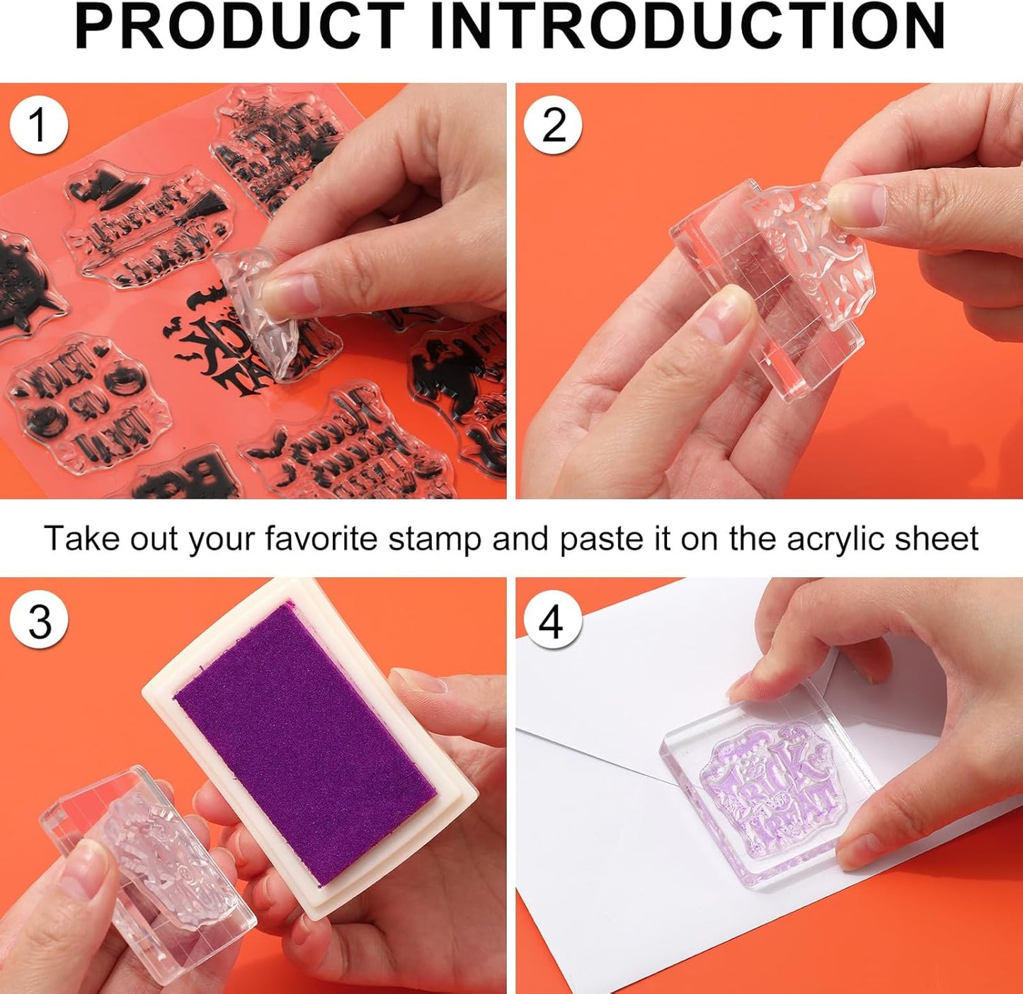 Whaline 5 Sheets Halloween Clear Stamps Gnome Pumpkin Spider Silicone Transparent Stamps Trick or Treat Border Stamp Cards for DIY Card Making Scrapbooking Embossing Album Decor