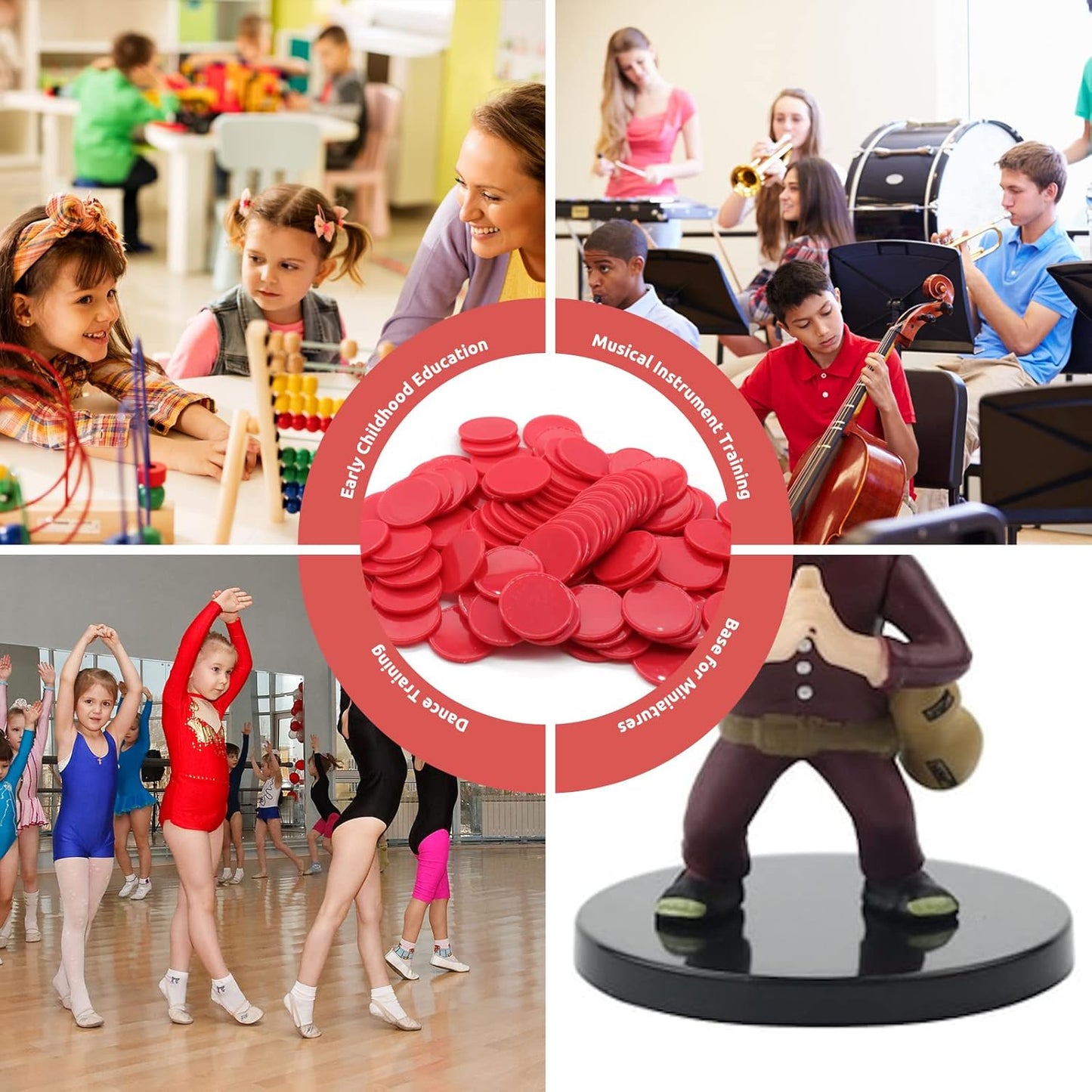 Set of 100 Opaque Plastic Learning Counters Mini Poker Chips Game Tokens with Storage Box (Red, 1.26 Inch)