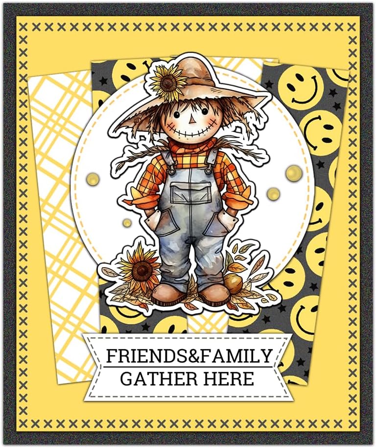 Halloween Clear Silicone stampReusable Stamp with Pumpkins, Skulls, Bats, Santa Claus, and Holiday Designs. Used for Making Cards, scrapbooks, and DIY templates (Scarecrow)