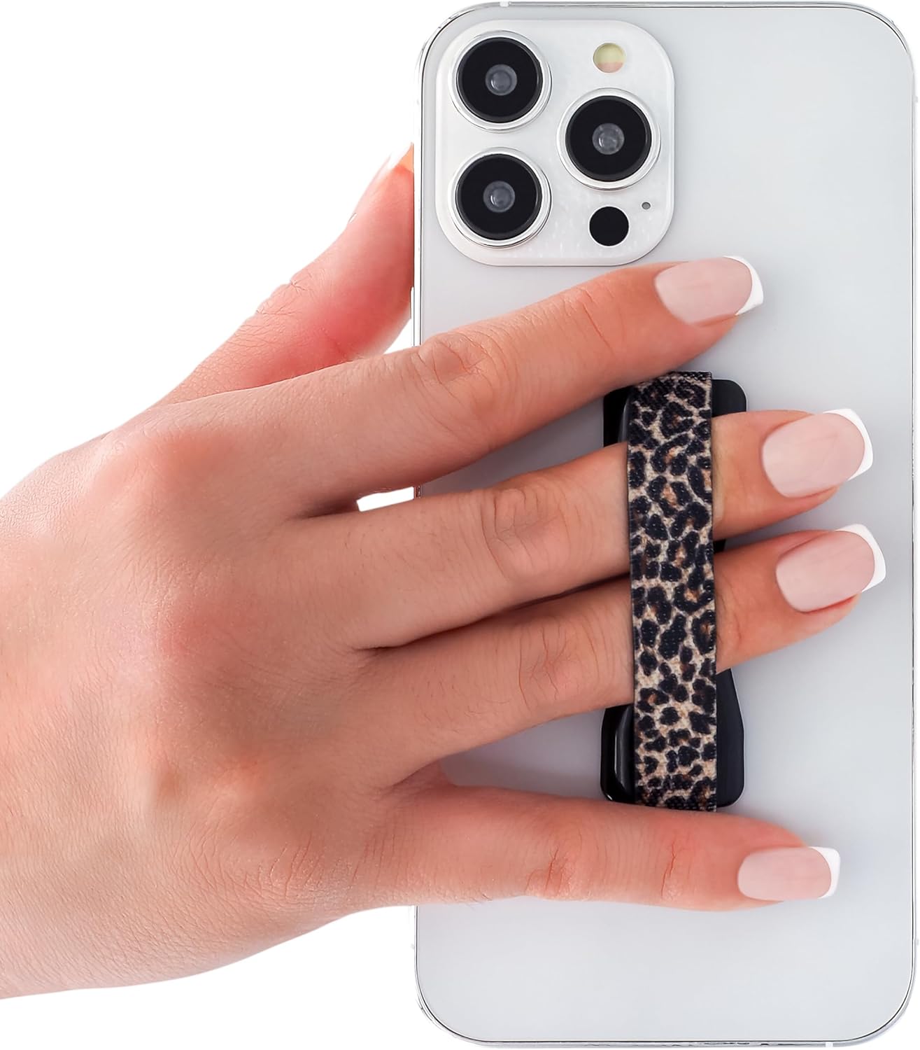 LOVEHANDLE Universal Phone Grip for Smartphones & Mini Tablets - Phone Holder for Hand - Wireless Charging Compatible - Made in The USA - Leopard