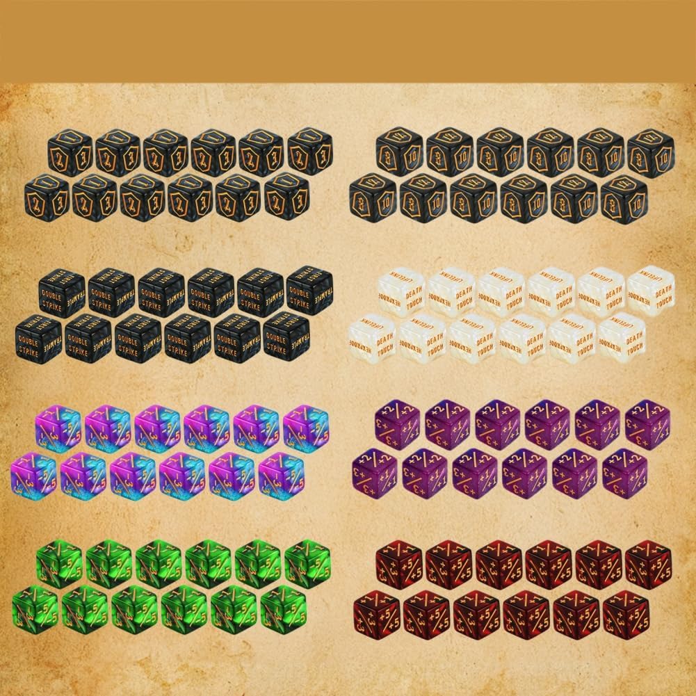 Color MTG Counter Dice Set Keyword Shield Life Counters with Dice Storage Bag for MTG TGG Table Games (72 Pcs)