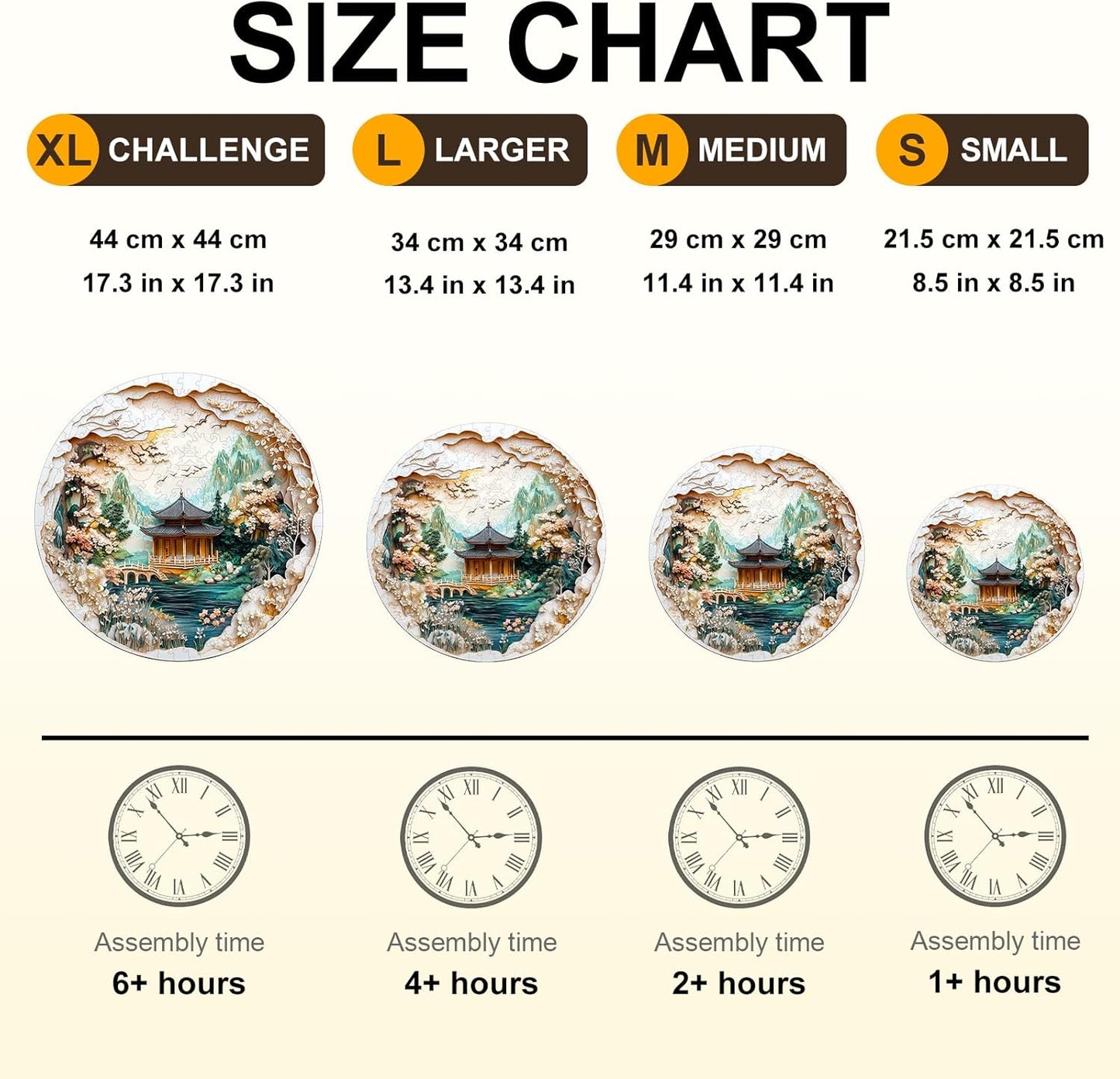 KAAYEE Wooden Puzzles for Adults, 3D Visual Effect Chinese Landscape Painting Wooden Jigsaw Puzzle Unique Shape Wood Puzzle Adult, 3D Effect Flat Puzzle Birthday Family Games (L-13.4*13.4 in-285pcs)