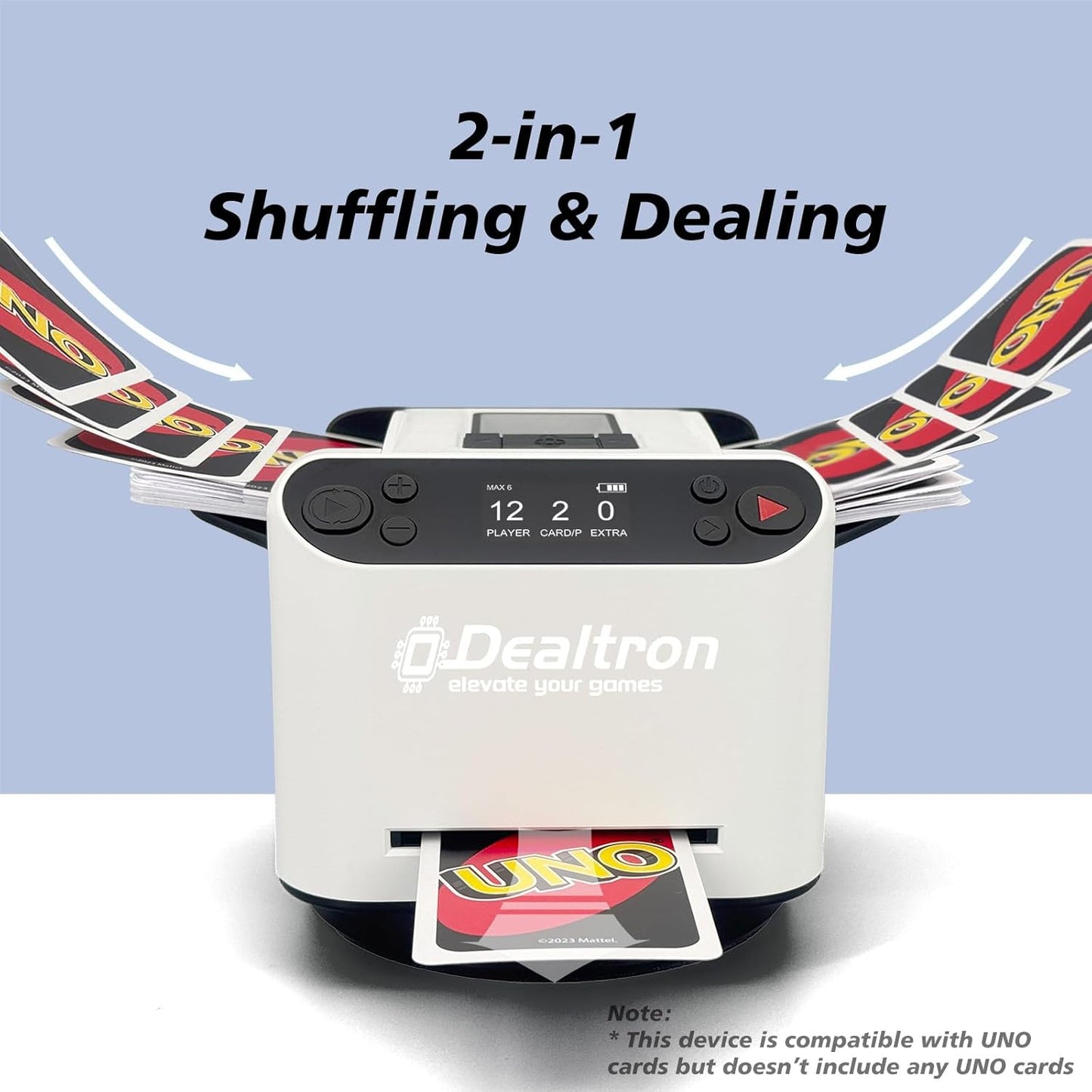 All-in-One Automatic Card Shuffler and Dealer,with 8 Remotes,Programmable Dealer,Card Shuffler 2 Deck,360° Rotation,Ultra Quiet,Rechargeable,up to 12 Players,for All Card Games (White&Black)