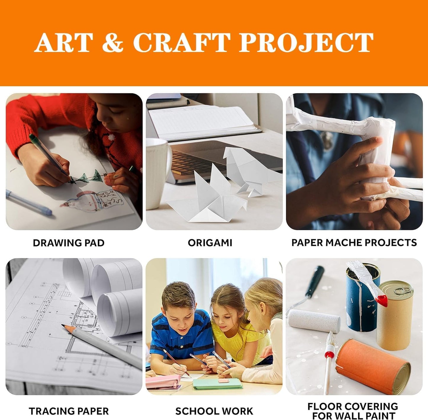 Sketch Drawing Paper 12 * 17in & 8.5 * 11in Art Craft Paper for Kids, School Easel Arts Supplies, White Coloring Doodle Paper 200 Sheets