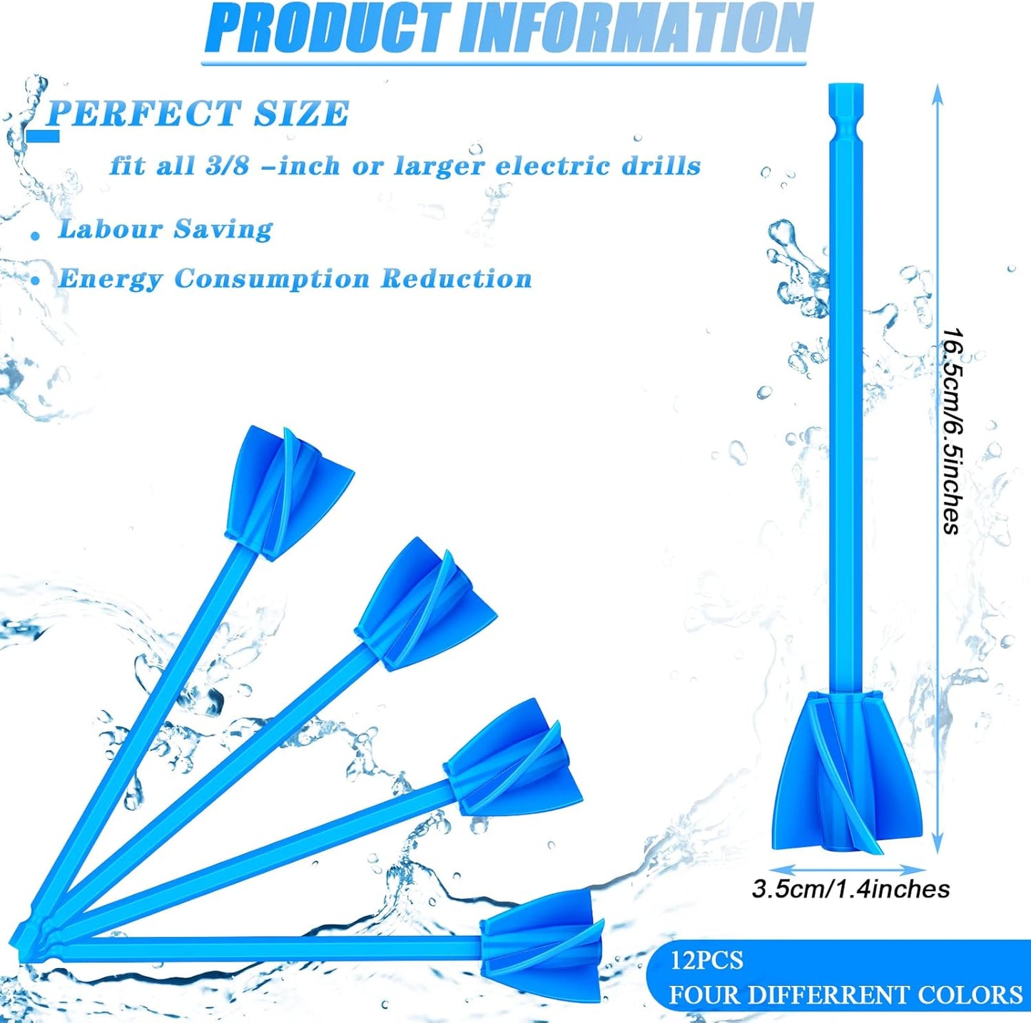 12 Pieces Paint Mixer Drill Attachment,Helix Paint Mixer Resin Drill Mixer Paint Stirrers Drill Attachment for 1 Gallon of Paint Epoxy Resin Silicone Jewelry Casting Molds (Blue)