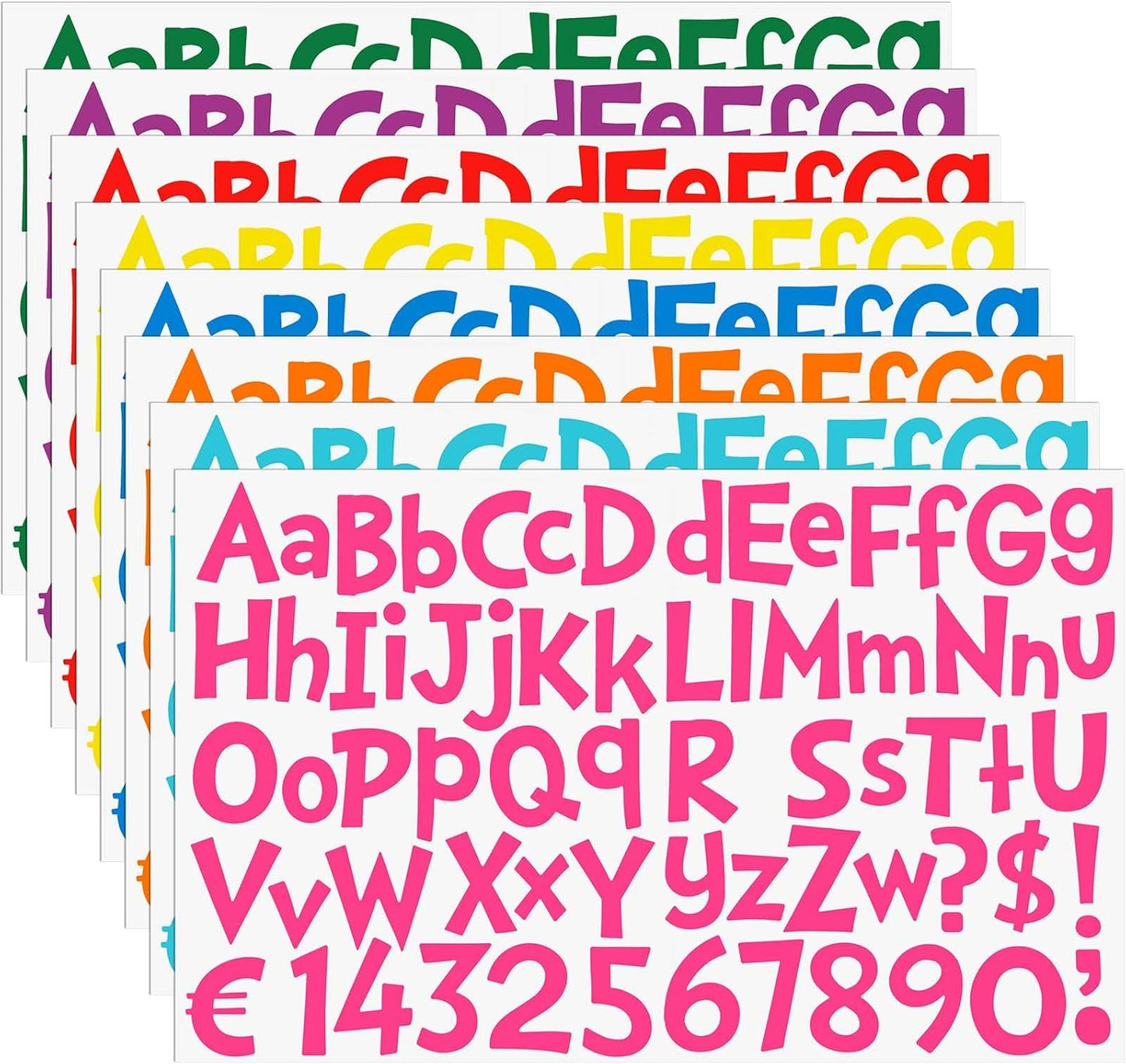 TaoBary 544 Pcs 2 Inch 16 Sheets Large Letter Stickers, Upper and Lower Case, Adhesive Vinyl Alphabet Sticker for Bulletin Board, Poster, Bottle, DIY, Notebook(Colorful,1 Inch)