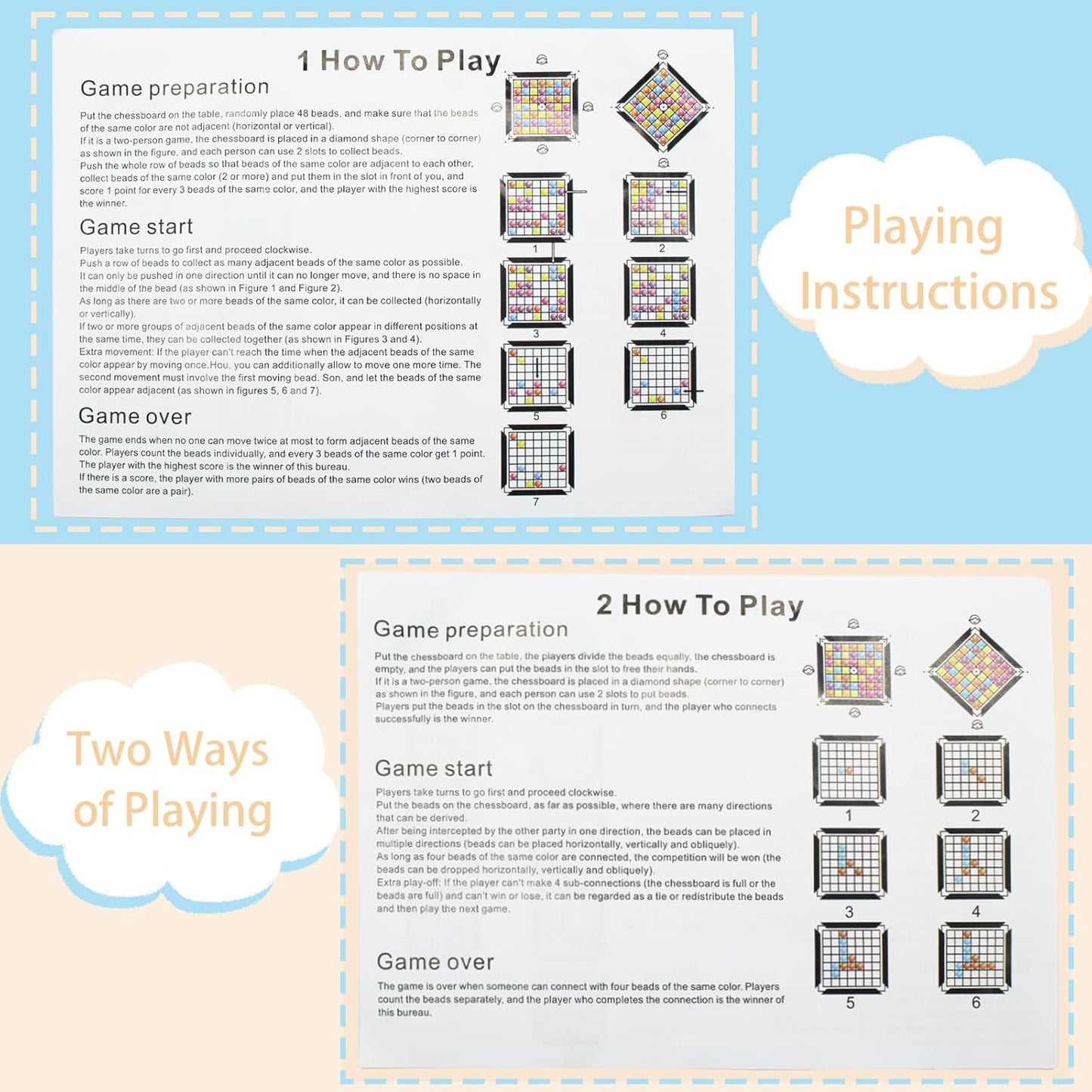 168PCS Marbles Intellectual Chessboard Dual Dual Strategy Board Game,Colored Marbles Fun Table Top Strategy Chess Board Game for Kids & Adults