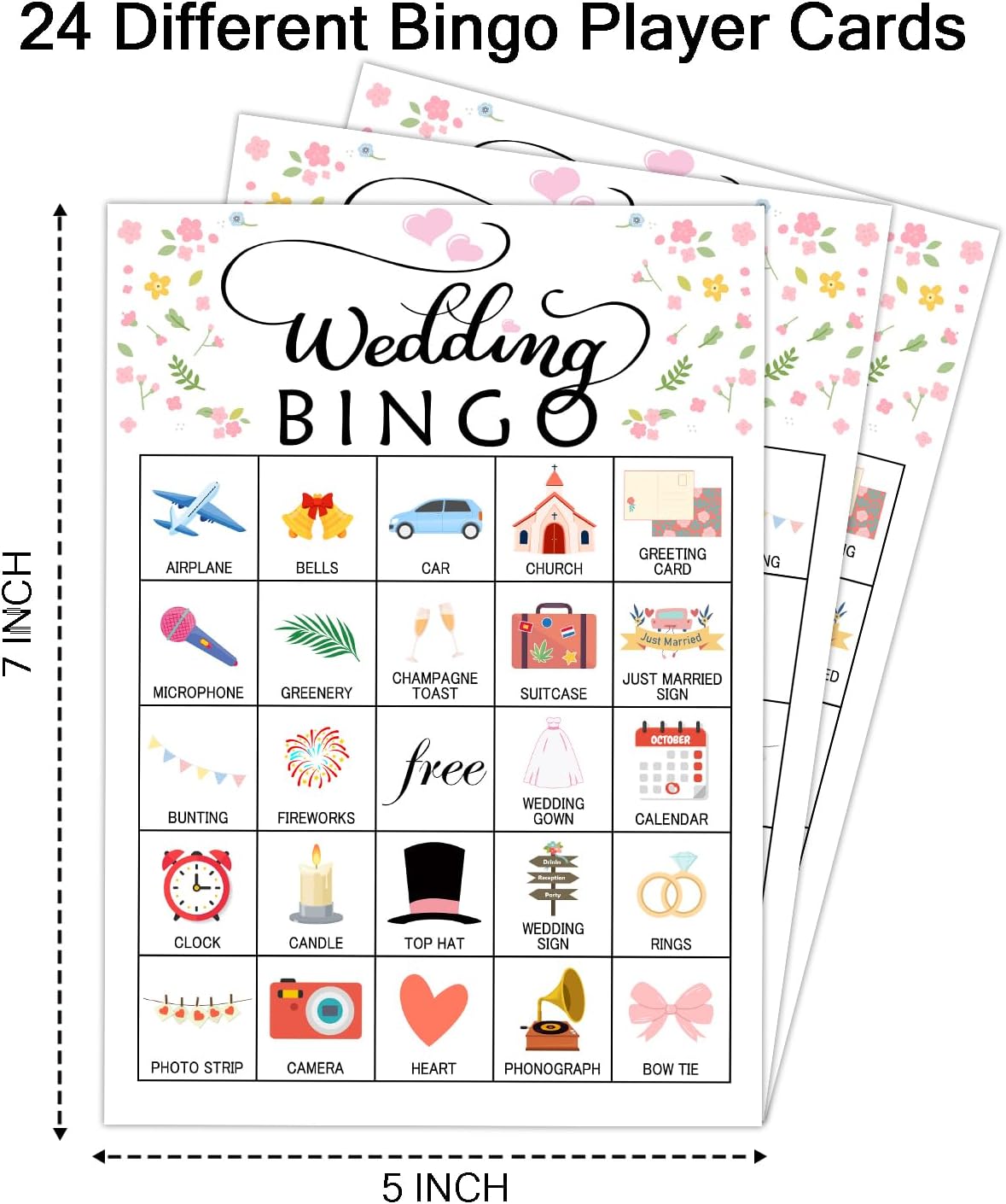 Wedding Party Bingo Game Cards(24 Players), Bridal Shower Bingo Card for Family Friend Adult, Large Group Holiday Engagement Party Activity Favor Decoration Supplies -001