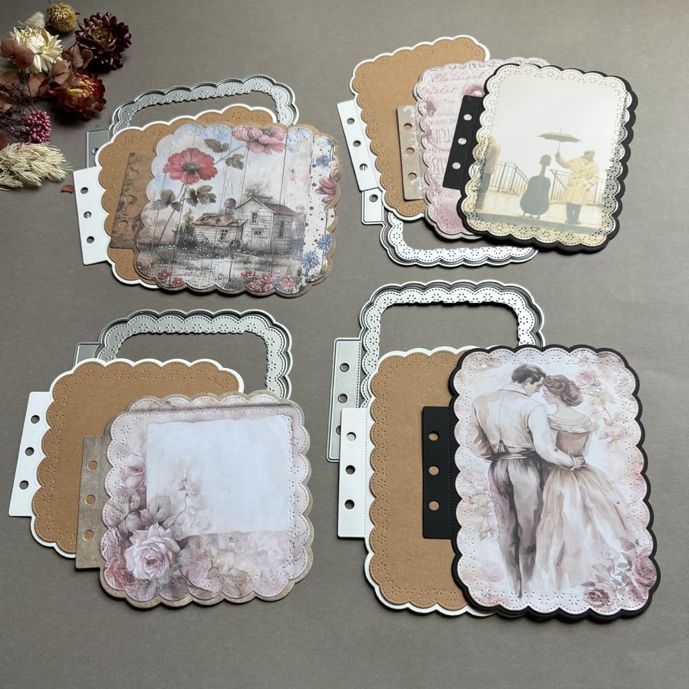 Square Framed Loose-Leaf Die Cuts for Card Making, Vintage Cutting Dies DIY Album Scrapbooking Decor Paper Craft Metal Die Cuts Party Wedding Decorations