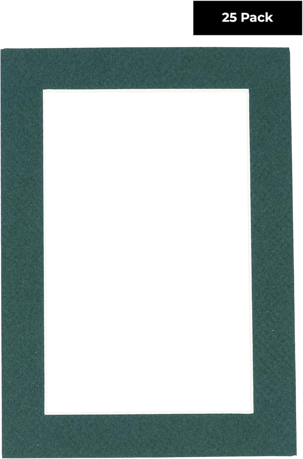Pack of 25 Acid Free 8.5x11 Mats Bevel Cut for 7x9 Photos - Forest Green Precut Matboards With Backing Boards and Clear Photo Mat Bags For Pictures, Photos, Framing - 4-ply Thickness