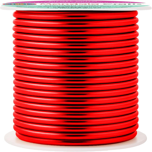 Mandala Crafts 13 Gauge Anodized Aluminum Craft Wire for Jewelry Making - 60 FT Colored Flexible Red Wire - Bendable for Bonsai Armature Crafting Sculpting