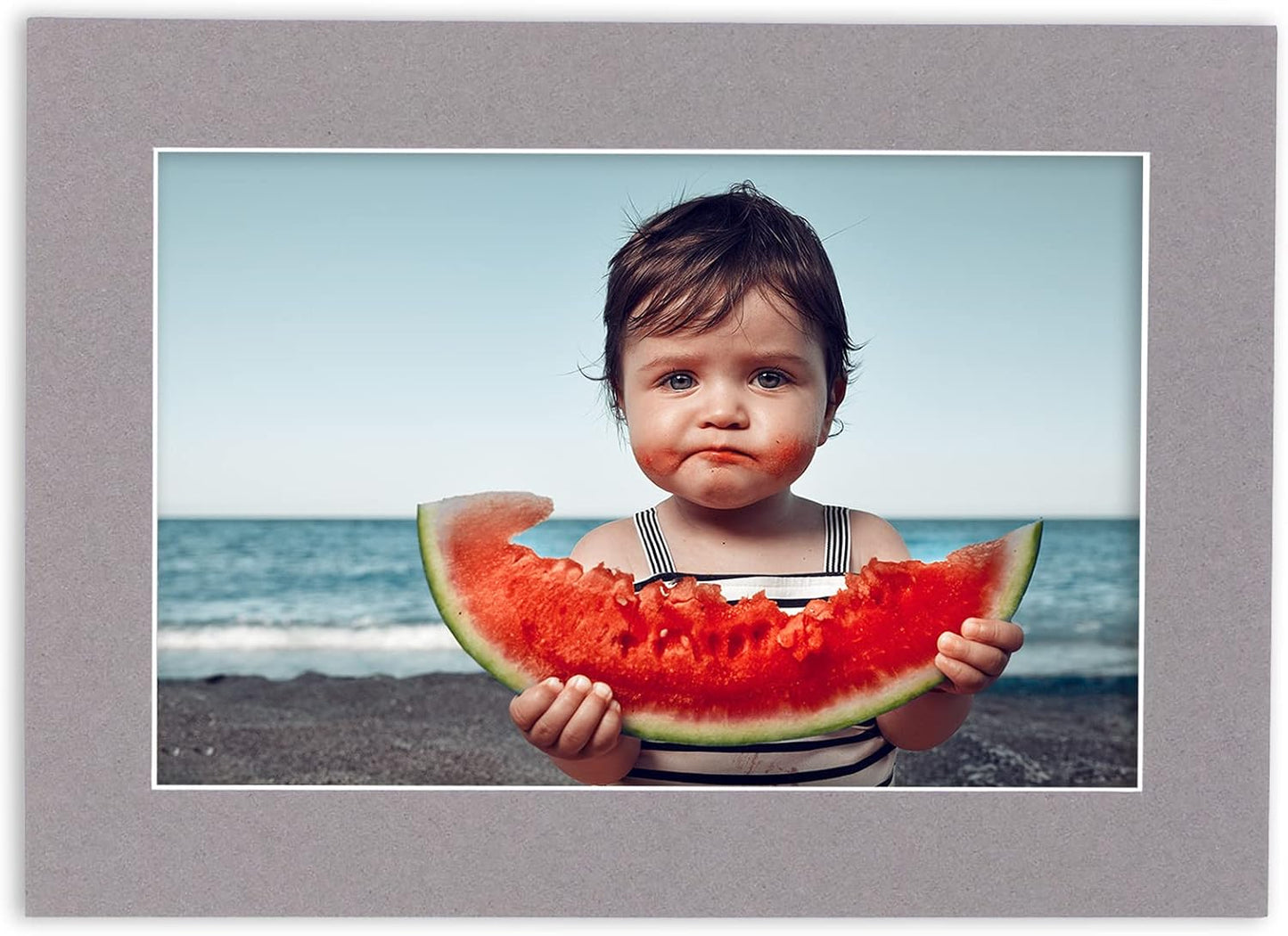 8x10 Mat Bevel Cut for 5x8 Photos - Acid Free Charcoal Grey Precut Matboard with Backing Board and Crystal Clear, Self Seal Photo Mat Bag - for Pictures, Photos, Framing - 4-ply Thickness