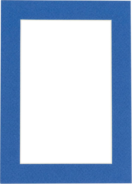 8.5x11 Mat Bevel Cut for 7x9 Photos - Acid Free Royal Blue Precut Matboard with Backing Board and Crystal Clear, Self Seal Photo Mat Bag - for Pictures, Photos, Framing - 4-ply Thickness