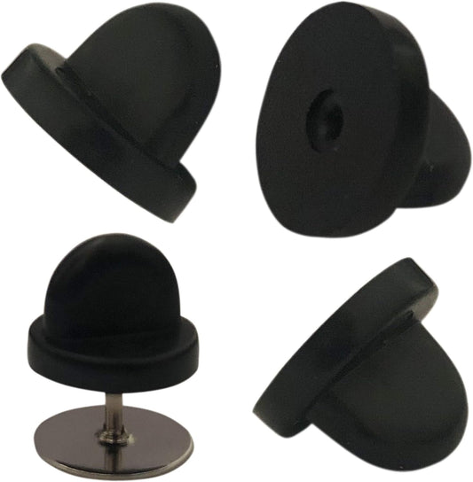 50pcs Rubber Pin Backs PVC Butterfly Clutch Enamel Lapel Pin Backings Cap Keepers Replacement for Uniform Badges Comfort Fit Tie Tack Pins Backing Holder Clasp, Black