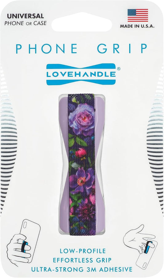 LOVEHANDLE Universal Phone Grip for Smartphones & Mini Tablets - Phone Holder for Hand - Wireless Charging Compatible - Made in The USA - in The Dahlias