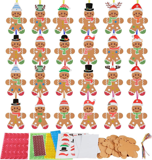 Fennoral 24 Pack Gingerbread Man Craft for Kids Make You Own Gingerbread Man Foam Stickers Ornament DIY Arts and Crafts for Kids Girls Boys Chirstmas Party Supplies Christmas Tree Decoration