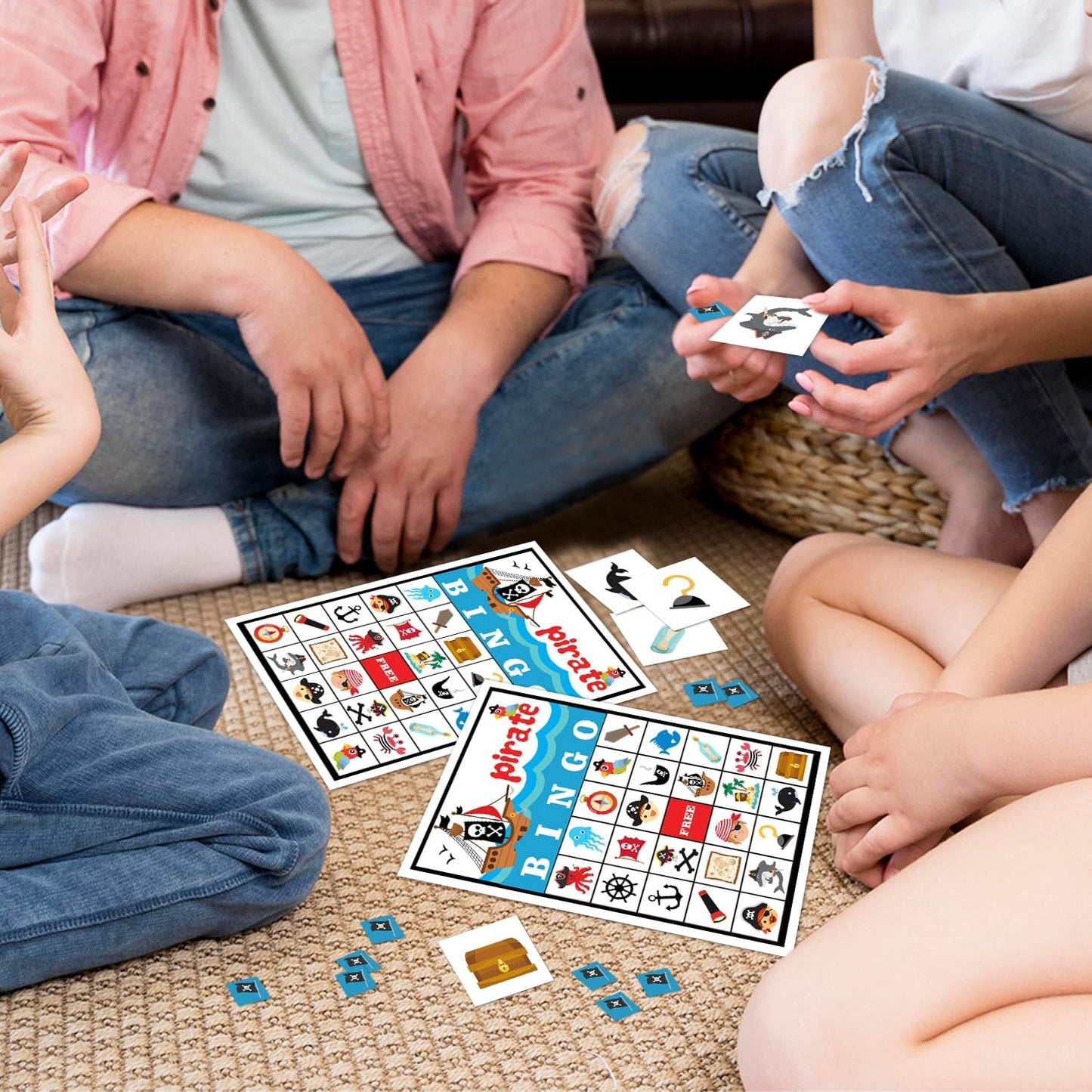 Pirate Ship Adventures Bingo Game Cards(24 Players), Pirate Party Bingo Card for Family Friend Adult, Large Group Skull Party Activity Favor Decoration Supplies -007