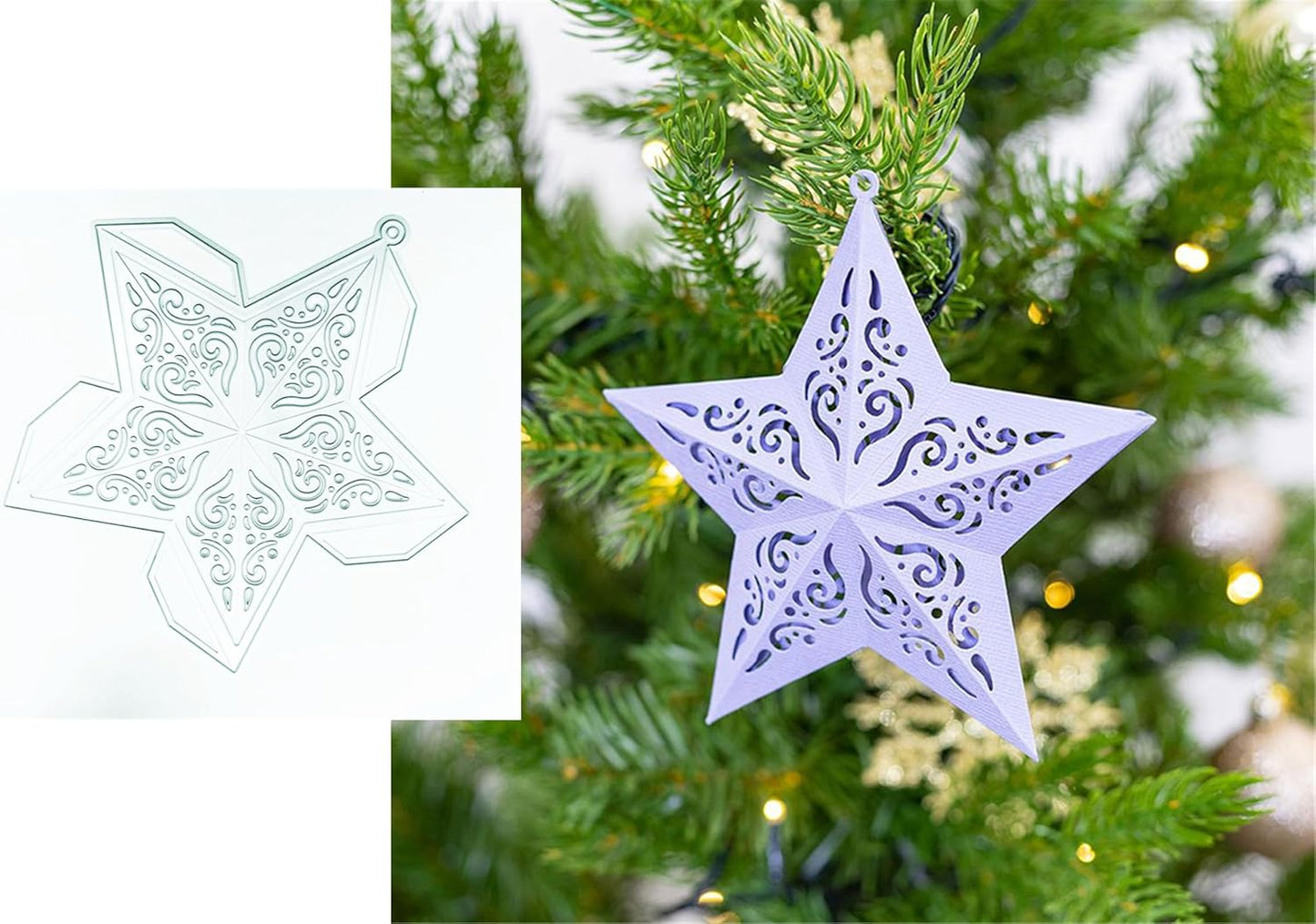 Metal Cutting Dies DIY Merry Christams Embossing Stencil Template Scrapbooking Card Making Mold Photo Album Arts Crafts Tools (Christmas Star- 14.9x14.7cm)