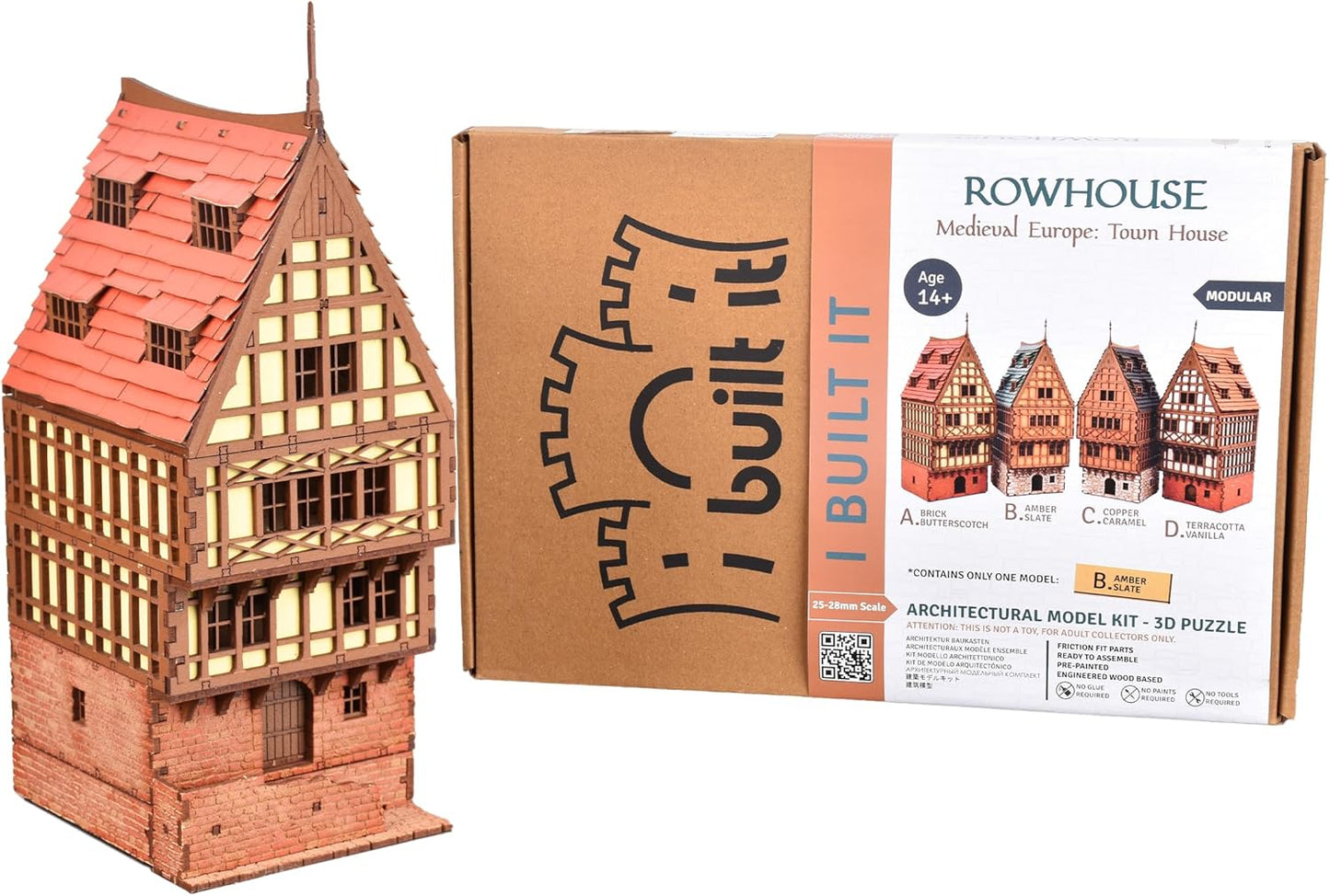 Brick Rowhouse DIY Wooden Building Kit for Teens and Adults, Suitable for Playing with Family - Realistic