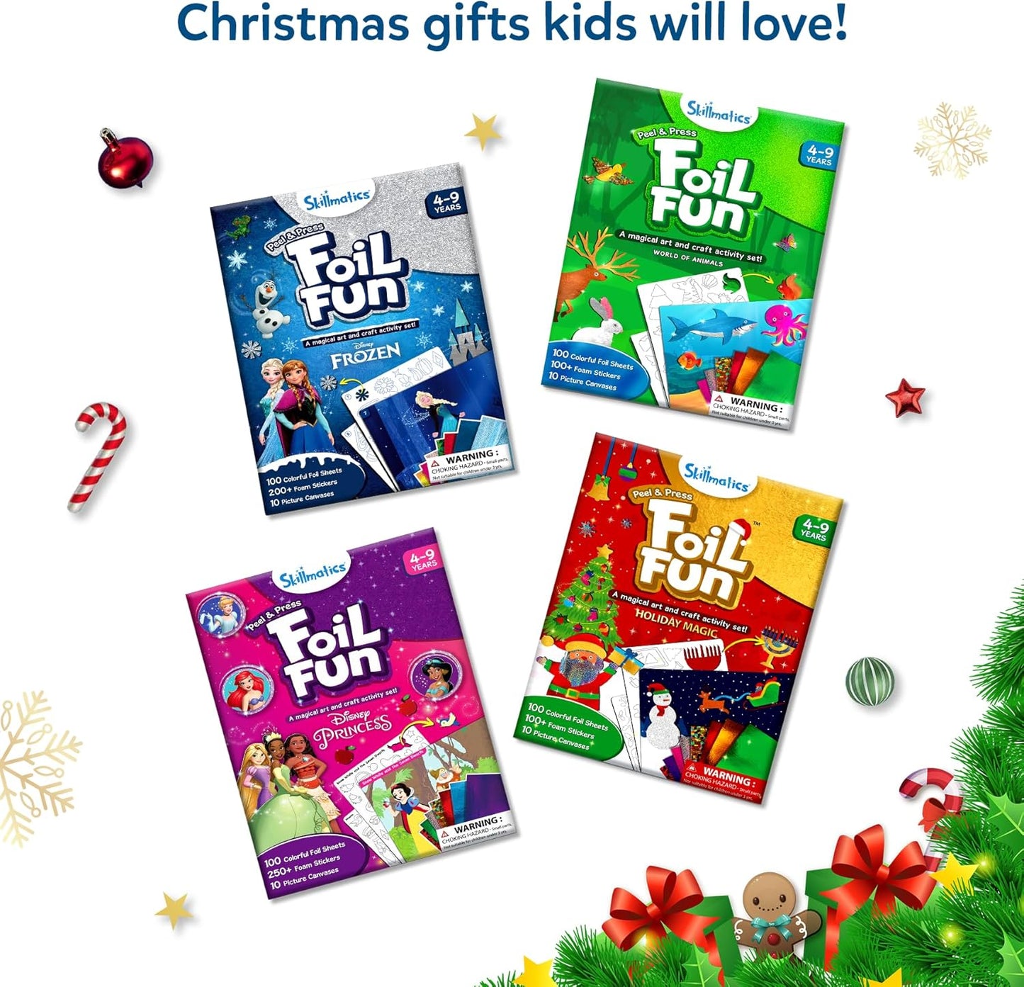 Skillmatics Foil Fun - Unicorns & Princesses, No Mess Art for Kids, Craft Kits & Christmas Fun Supplies, DIY Creative Activity, Travel Toys, Gifts for Ages 4, 5, 6, 7, 8, 9