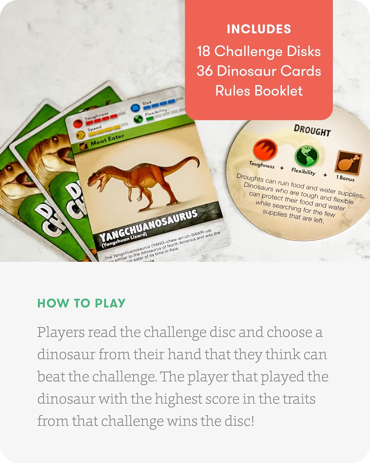 SimplyFun Dinosaur Challenge - Learn About Dinosaurs and Situational Analysis - Engaging and Educational Kids Card Game - 2 to 4 Players - Ages 7 & Up