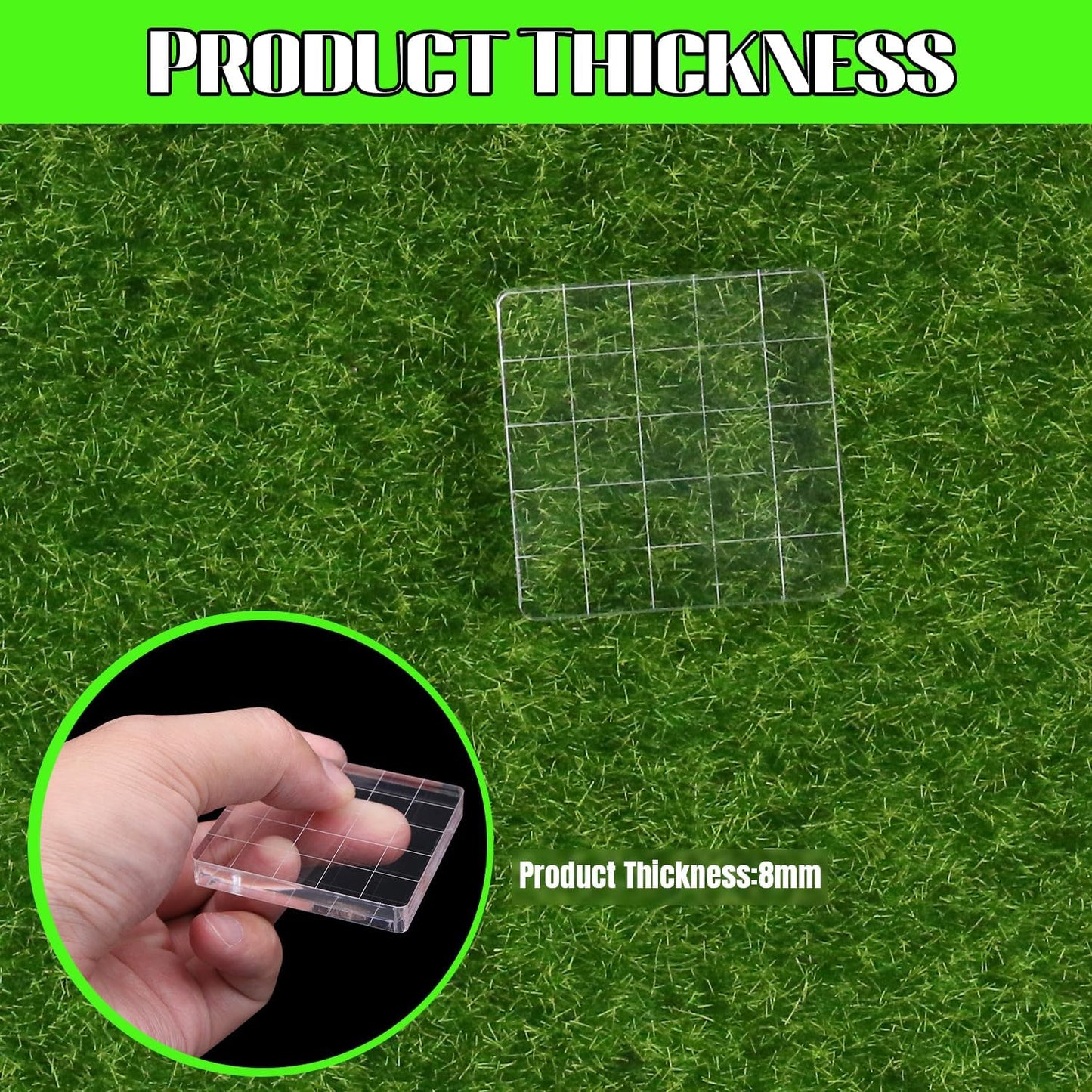 2Pcs Clear Stamp Blocks Set, 2 x 2 Inch Square Acrylic Blocks for Stamping With Grid Lines - Scrapbooking Crafts Tools