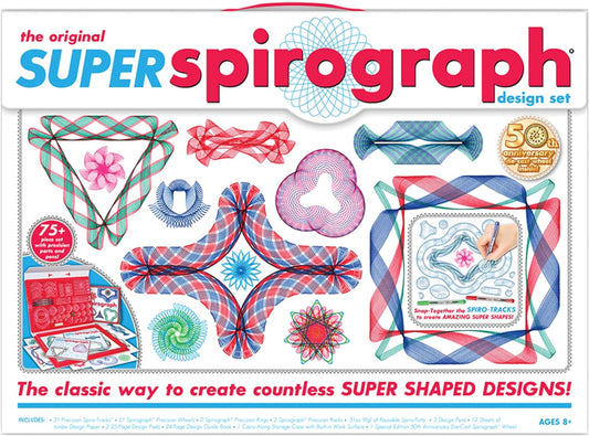 Spirograph Super 50th Anniversary Set –Arts and Crafts, Kids Toys, Art Supplies, Craft Supplies, Drawing Kit, Spiral Art, Classic Gear Design Kit, Case, Pens, Design Sheet Included, Ages 8+