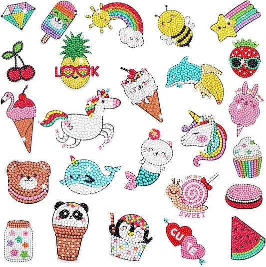 Cymbana 5D Painting Diamond Stickers Kits 25 Pcs Diamonds Dots Arts and Crafts for Kids Ages 6-8 8-12 Contains Unicorn, Mermaid, Cat