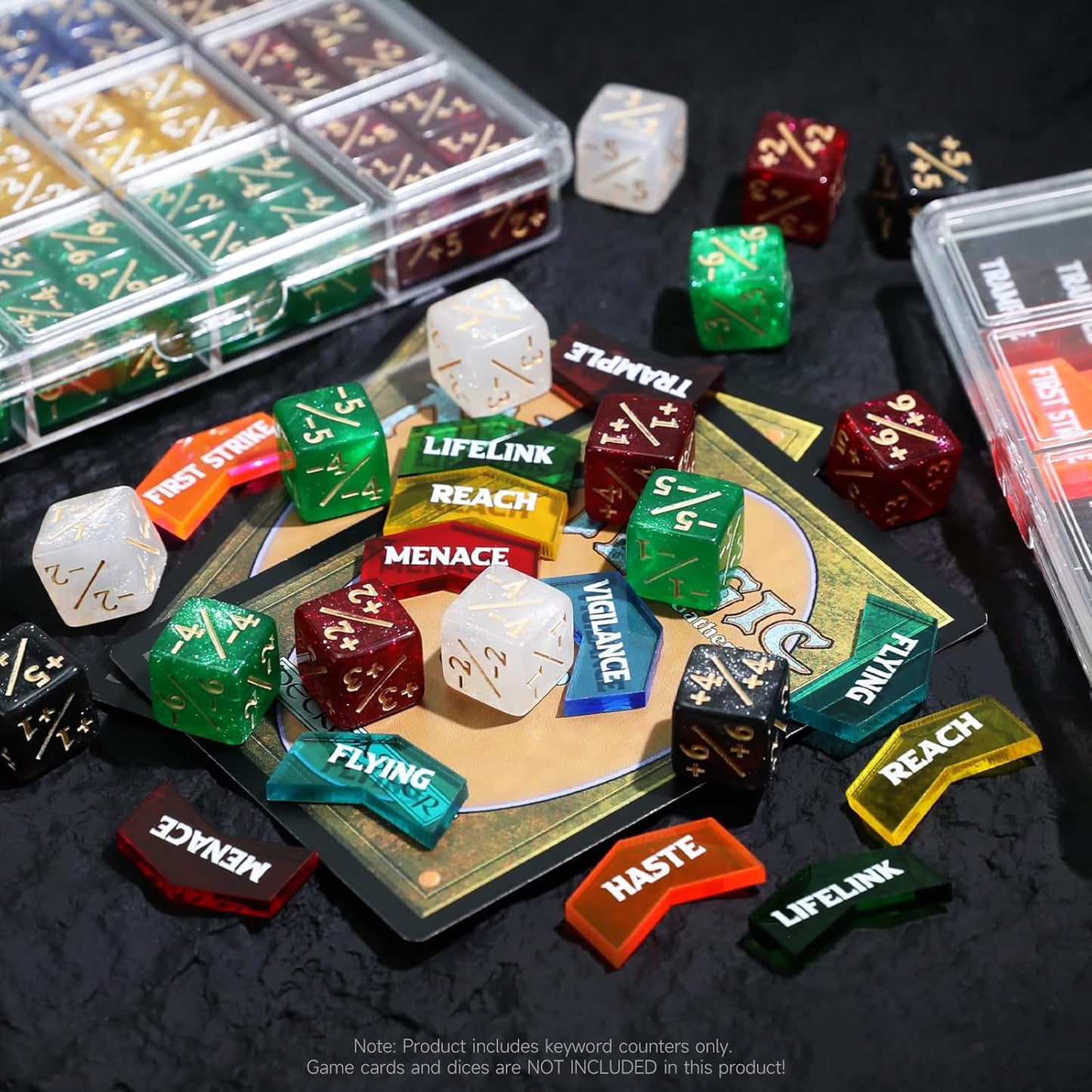 SIXPOINTS 108PCS 12mm MTG +1/+1 Tokens 6 Sided Dice & Keyword Counters Tokens Set for Magic The Gathering, MTG, TCG, Card Games Accessories