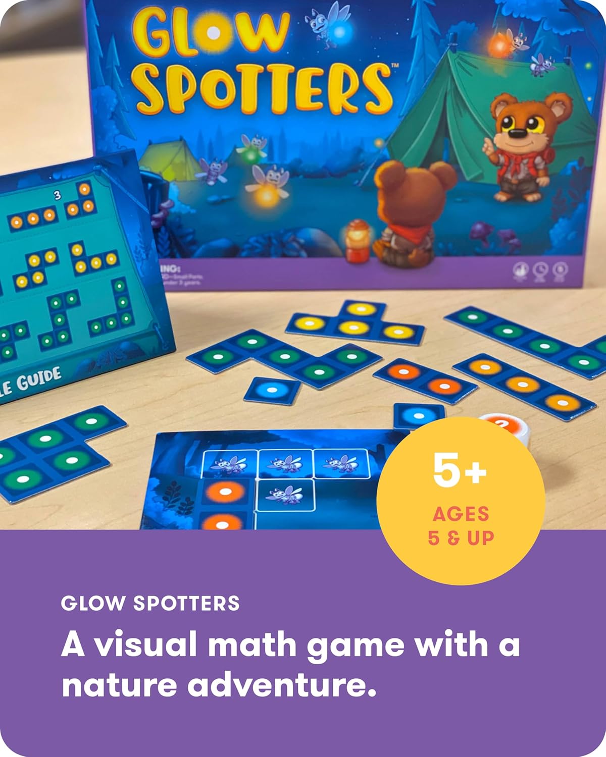 SimplyFun Glow Spotters - A Visual and Adventurous Math Game for Kids, Earn Your Firefly Badge with Addition - 1 to 4 Players, for Kids Ages 5 & Up