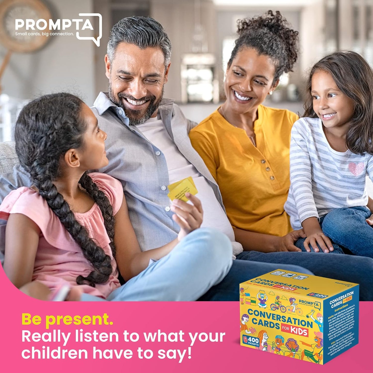 400 Conversation Cards for Kids – Engage Kids, Laugh, and Grow Closer During Family Dinner, Game Night, and Road Trips – Have Fun Building Social-Emotional Skills - Super Portable 2.5" x 1.75" Cards