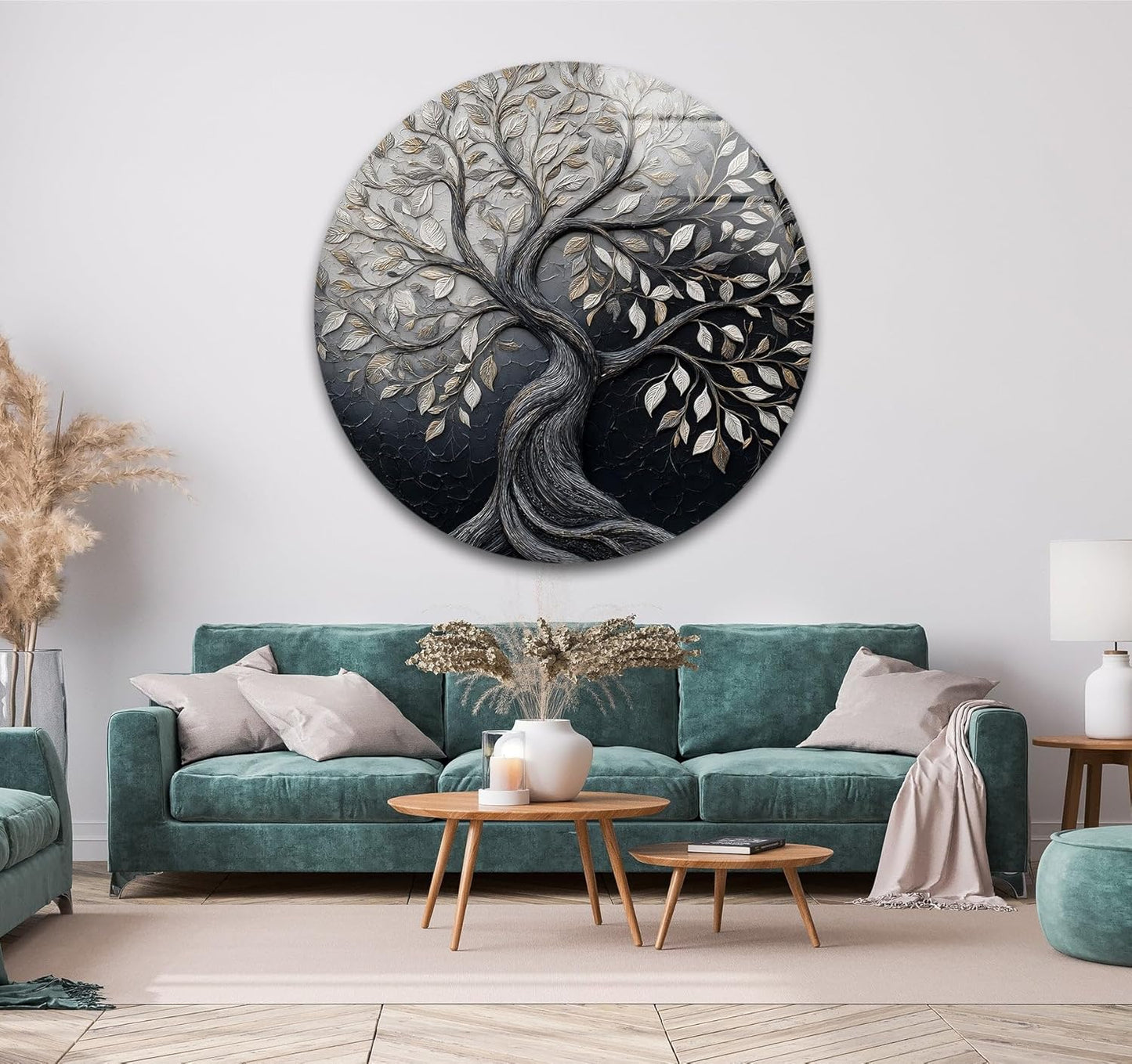 My Photostation.com 15.8''(40cm) Diameter Twilight Tree of Life Round Glass Wall Art Tempered Glass Printing Wall Decor Large Wall Art Wall Hangings