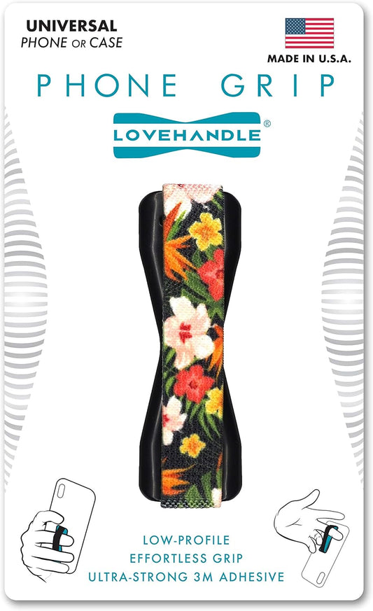 LOVEHANDLE Universal Phone Grip for Smartphones & Mini Tablets - Phone Holder for Hand - Wireless Charging Compatible - Made in The USA - Floral Garden