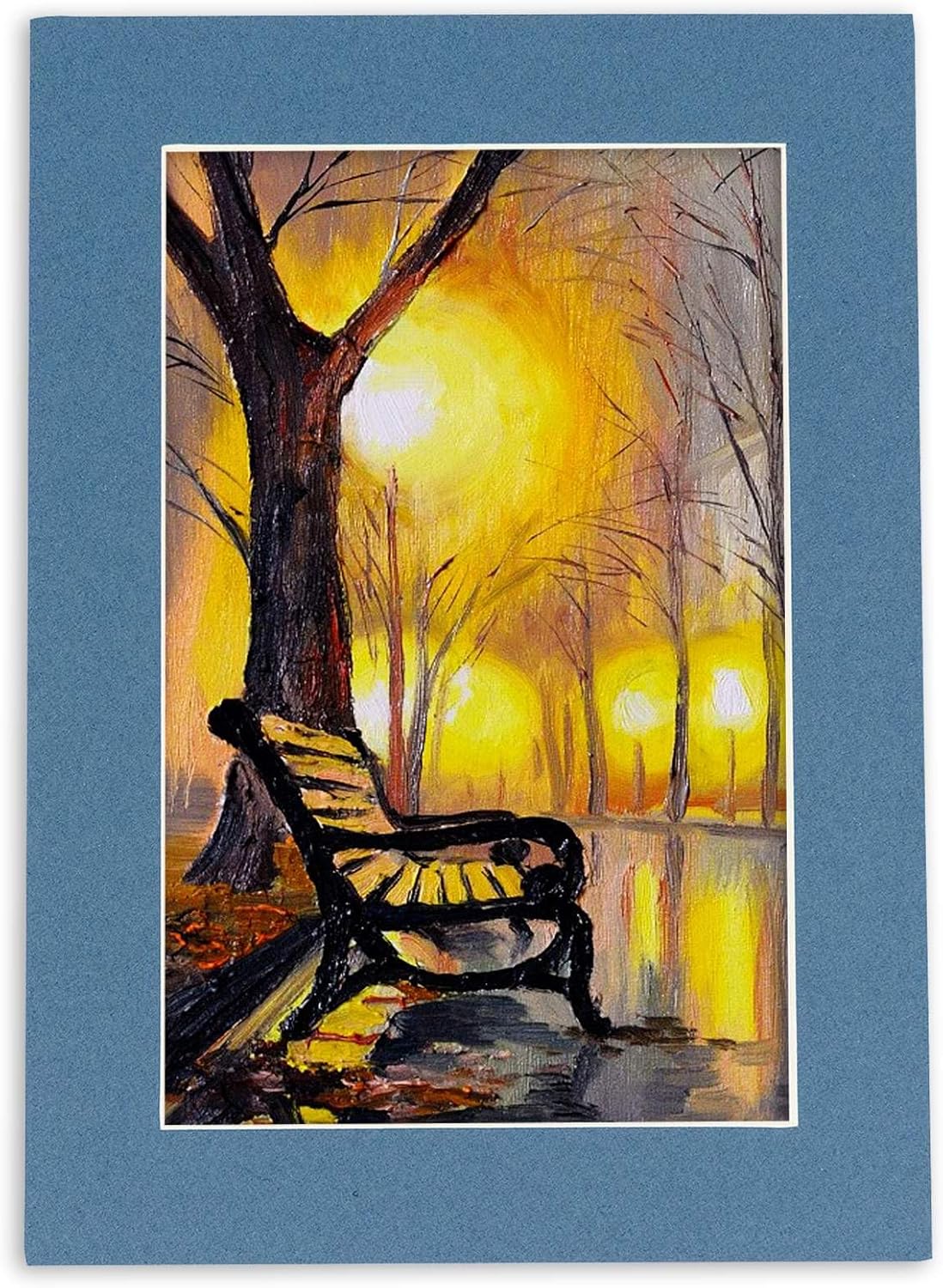 8x10 Mat Bevel Cut for 5x8 Photos - Acid Free Steel Blue Precut Matboard With Backing Board and Crystal Clear, Self Seal Photo Mat Bag - For Pictures, Photos, Framing - 4-ply Thickness