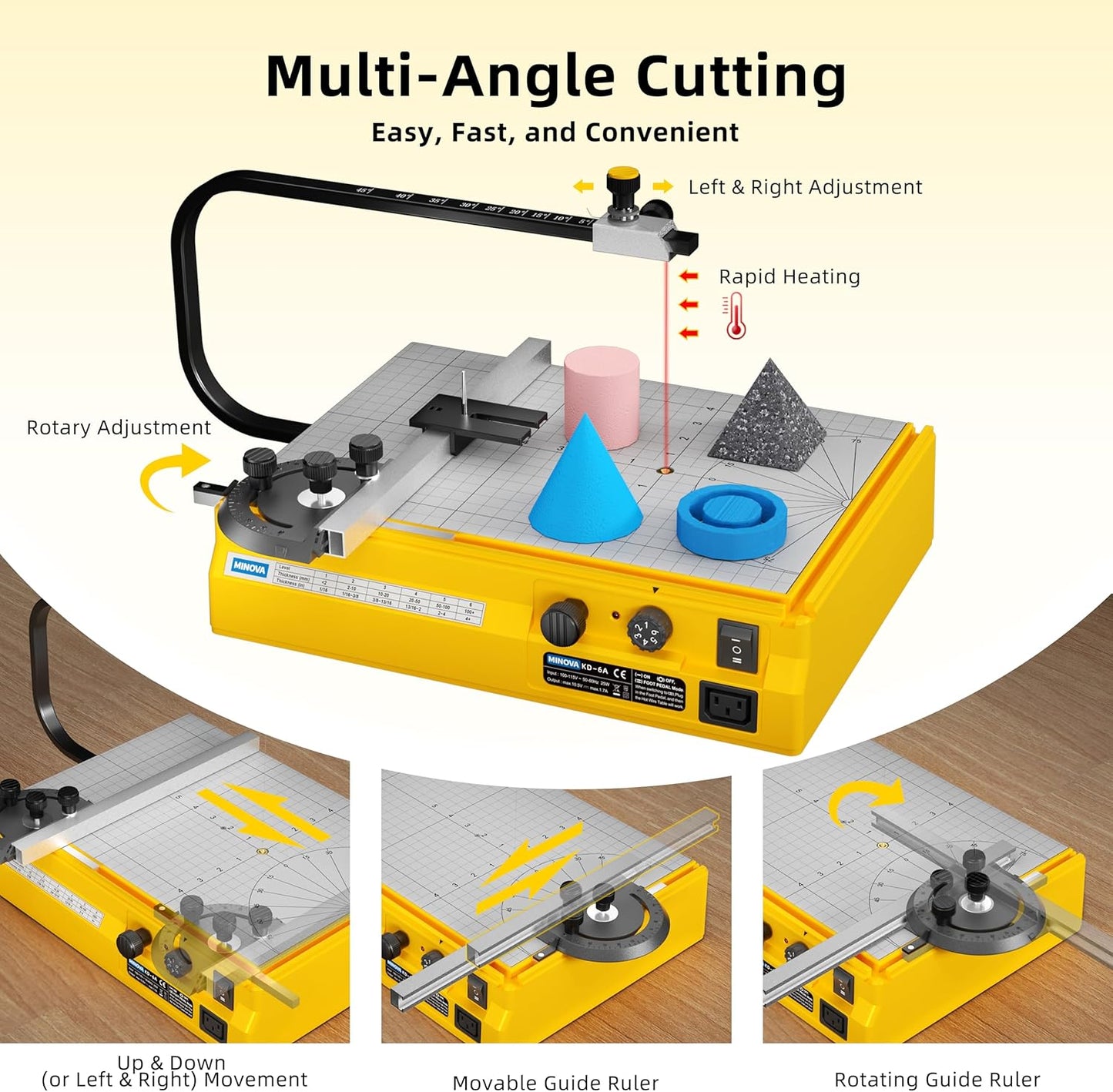 Hot Wire Foam Cutter, Foam Cutting Worktable with Elevated Extension Rail, Hot Wire Cutting Tool for EVA, Sponge, KT board, Insulation panels, Polystyrene Foam Various Thermoplastic Materials