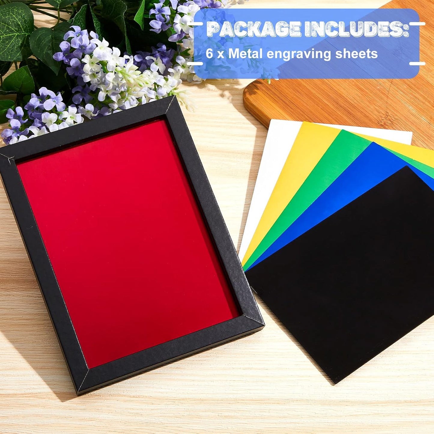 6 Pack 5 x 7 Inch Metal Engraving Sheets Multicolor Laser Engraving Blanks 0.8 mm Anodized Aluminum Sheets for Precision Etching Tool Tip Engraver DIY Interior Signs Badges Crafting
