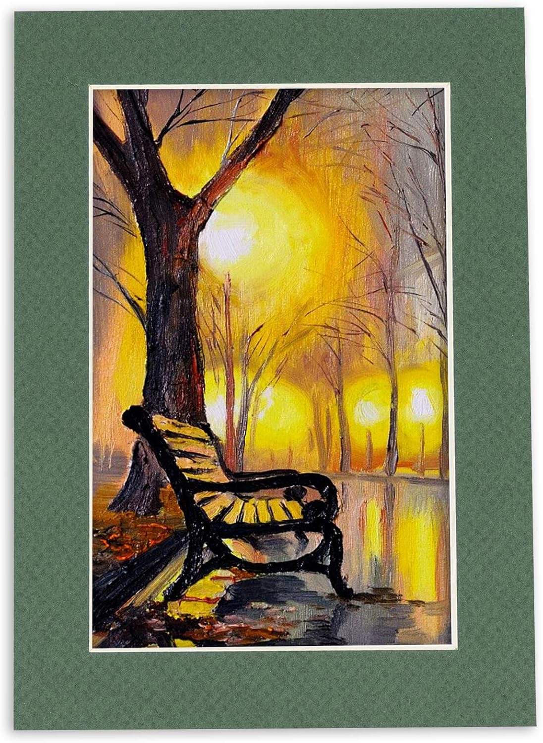 8.5x11 Mat Bevel Cut for 7x9 Photos - Acid Free Hunter Green Precut Matboard with Backing Board and Crystal Clear, Self Seal Photo Mat Bag - for Pictures, Photos, Framing - 4-ply Thickness