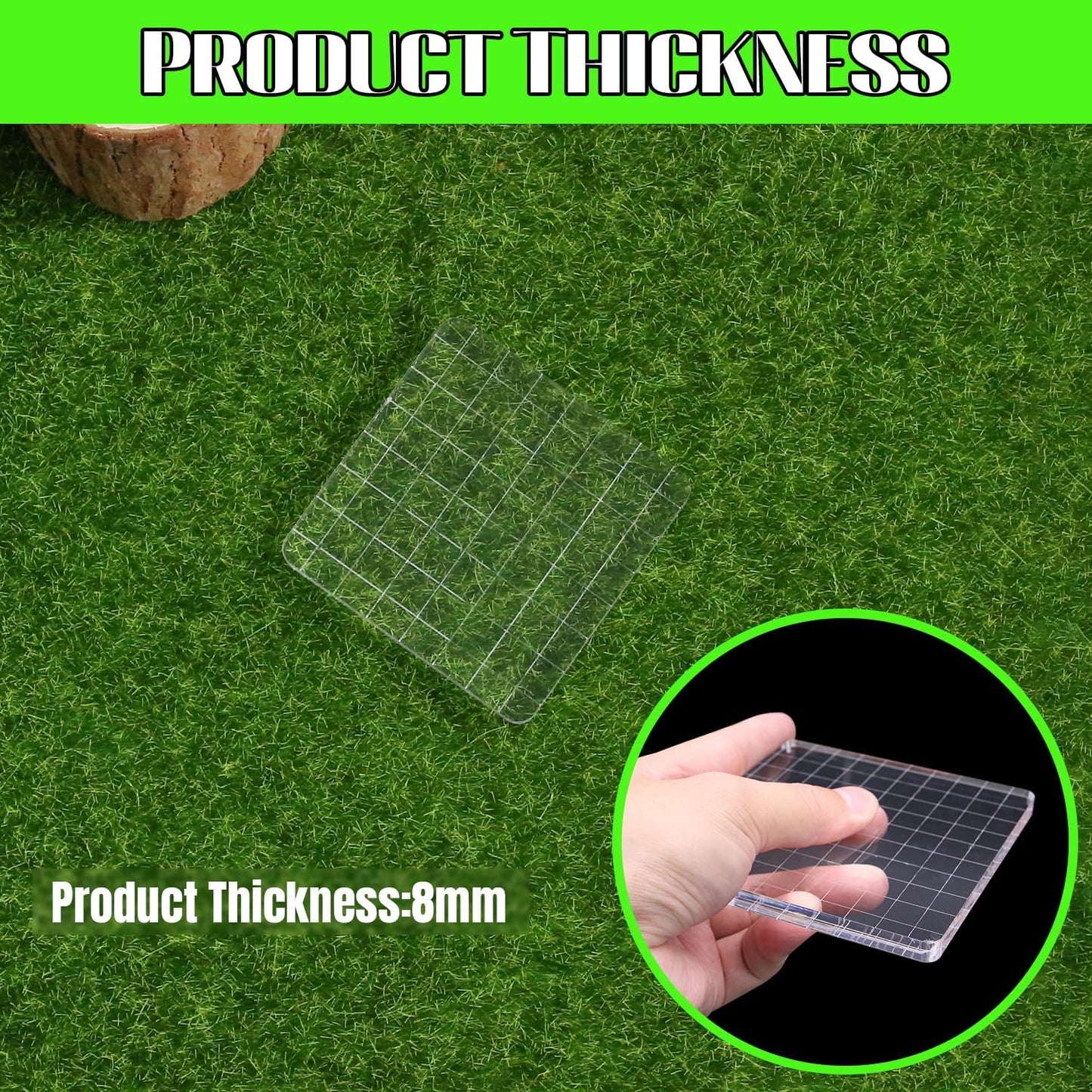 2Pcs Clear Stamp Blocks Set, 3 x 3 Inch Square Acrylic Blocks for Stamping With Grid Lines - Scrapbooking Crafts Tools