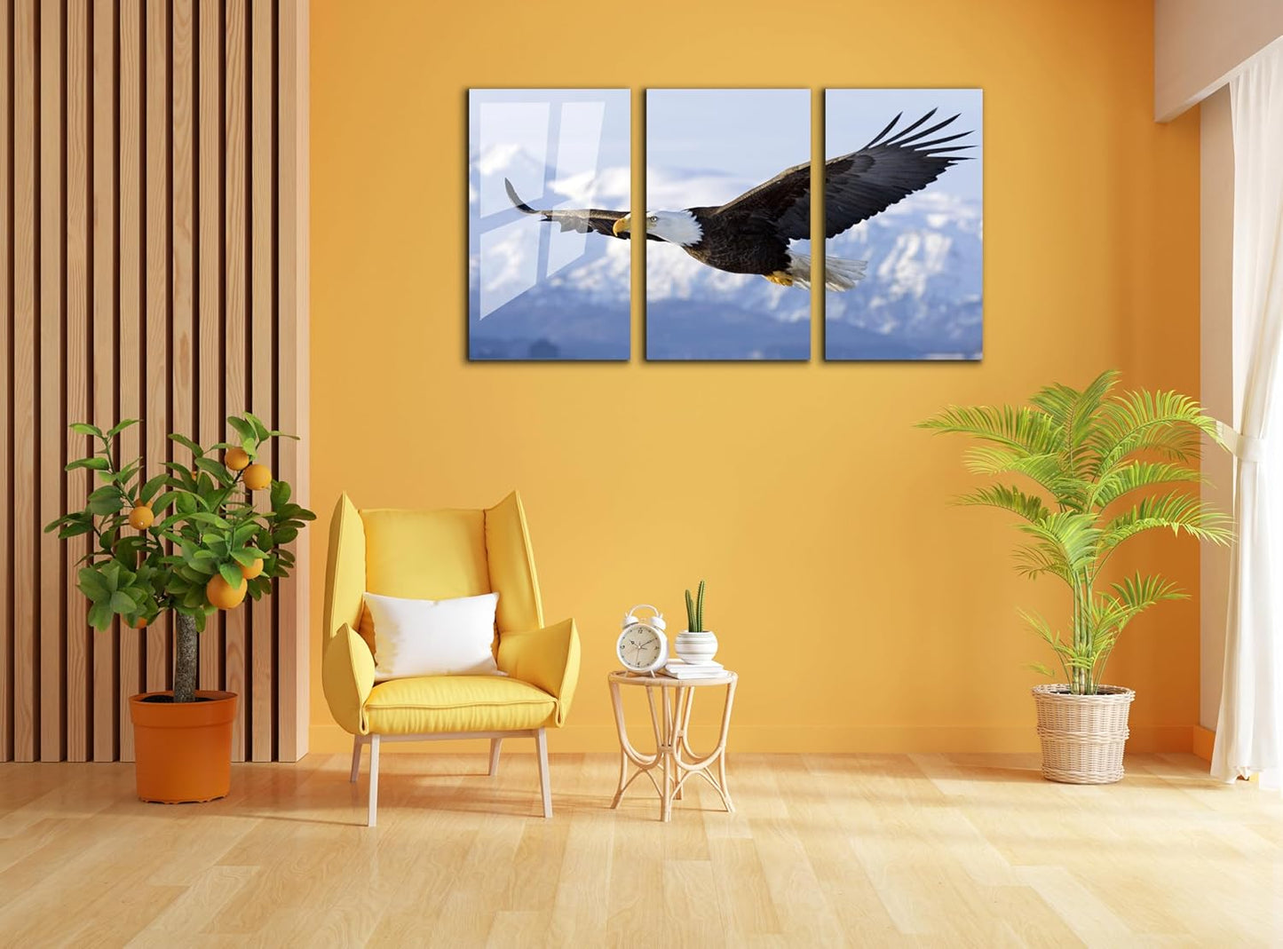 SpiritualHands Eagle Printed Tempered Glass Wall Art Painting for Living Room, Tempered Glass Modern Prints Decor, Large Vivid Color Panel for Bedroom, Kitchen, or Office