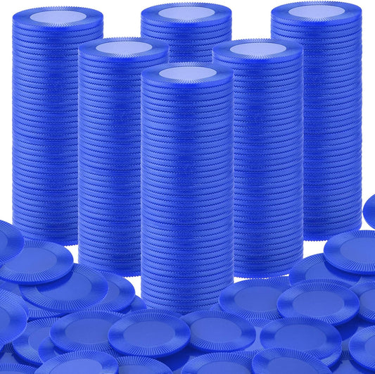 Coopay 1000 Pieces Plastic Poker Chips, Bingo Chips Bulk Learning Counters Disks Poker Card Game, Counting Markers for Math Practice, Game Tokens and Teaching Rewards, 25 mm/ 1 Inch (Blue)