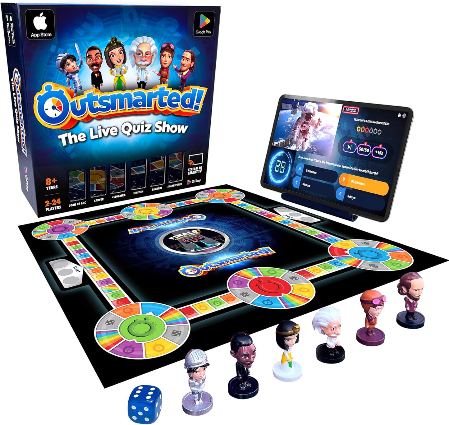 Outsmarted - The App-Connected TV Quiz-Show Board Game | Kids, Teens & Adults | Next-Level Game Night for Family & Friends | 2–24 Players | Age 8+ | 10,000+ Questions | 2025 Edition