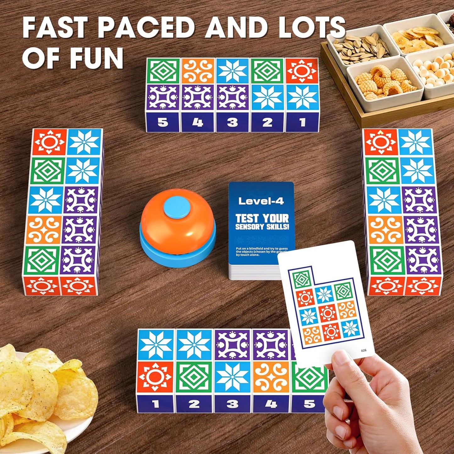 Matching Board Game, Family Puzzle Board Games for Adults & Children, Block Puzzle Games with Bell for Kids Ages 4+, Birthday Gifts Toys Travel & Party Boards Game for Family Night