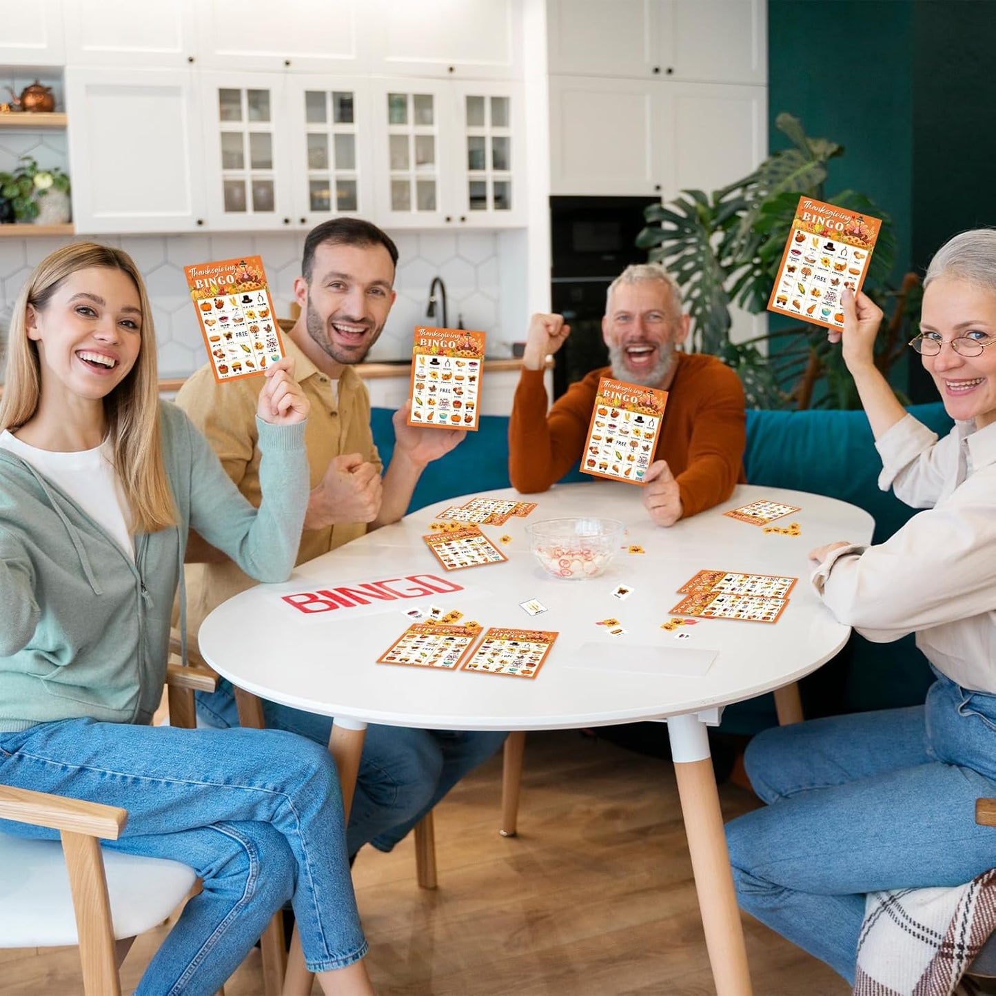 Thanksgiving Bingo Game Cards, Autumn Party Games, 24 Players Thanksgiving Bingo Games for Teens Adults, Thanksgivings Game Supplies for Family Classroom